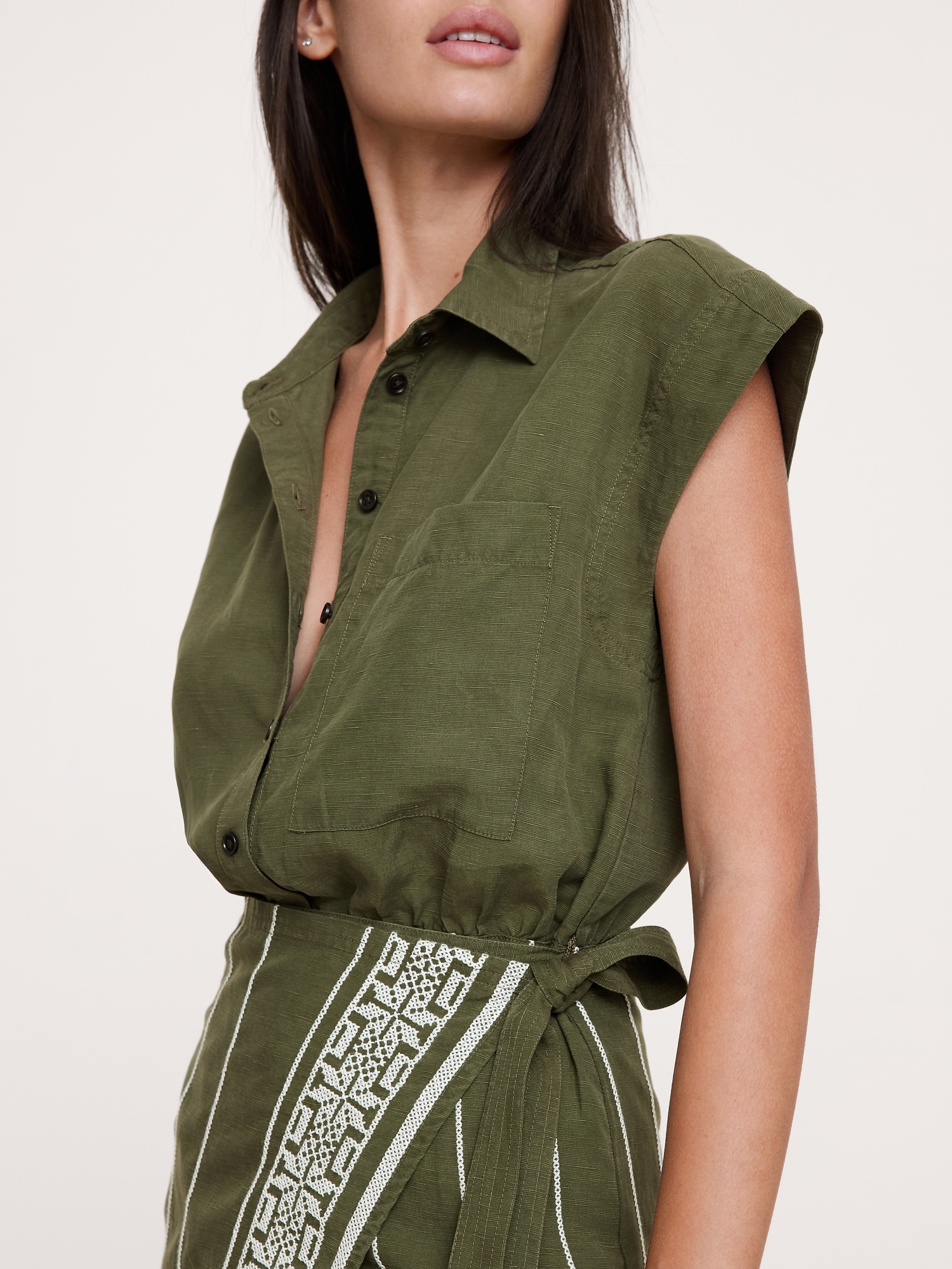 Image number 4 showing, Embroidered Tencel™-Linen Wrap Dress