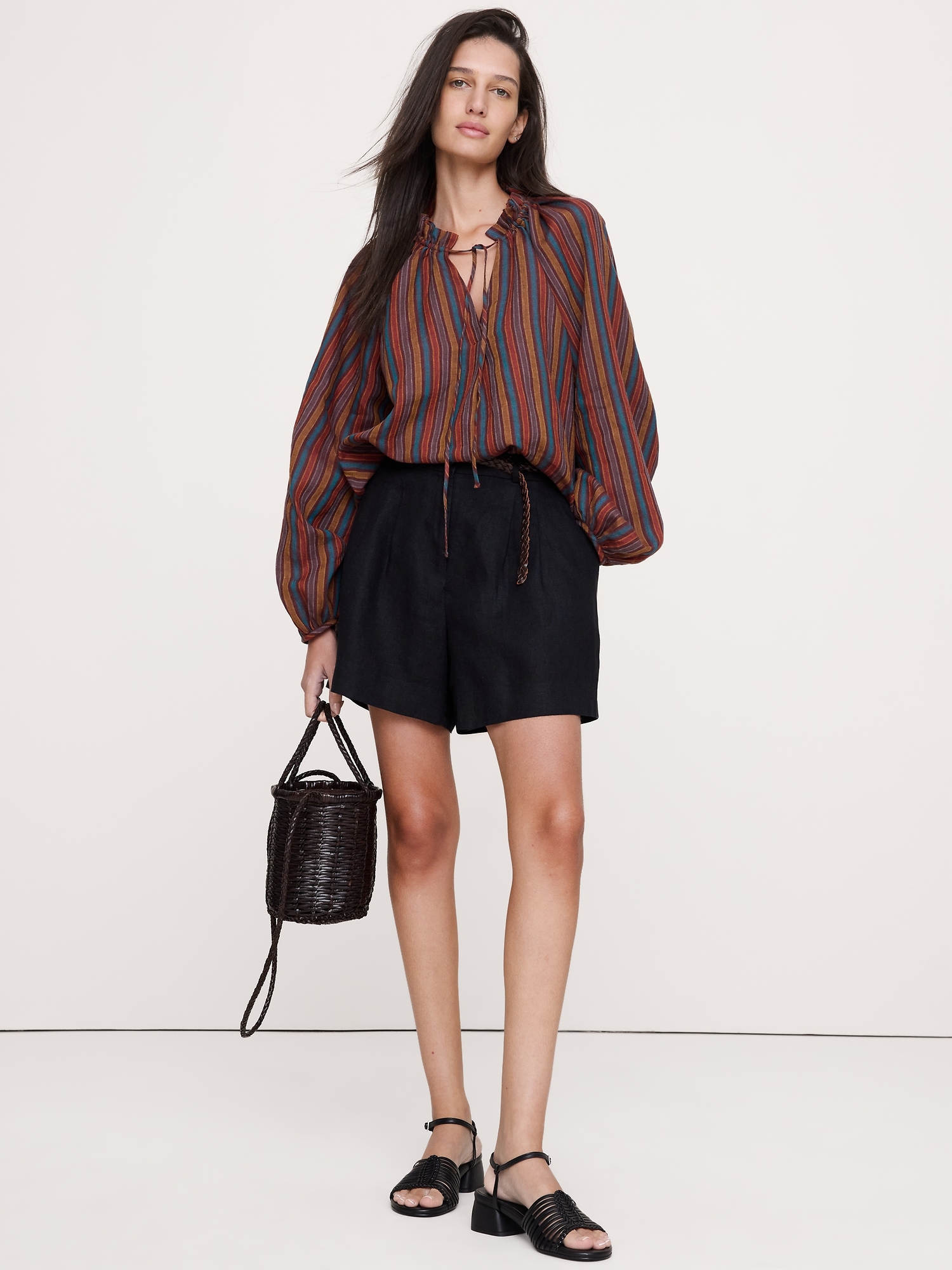 Image number 6 showing, Linen Ruffle-Neck Top