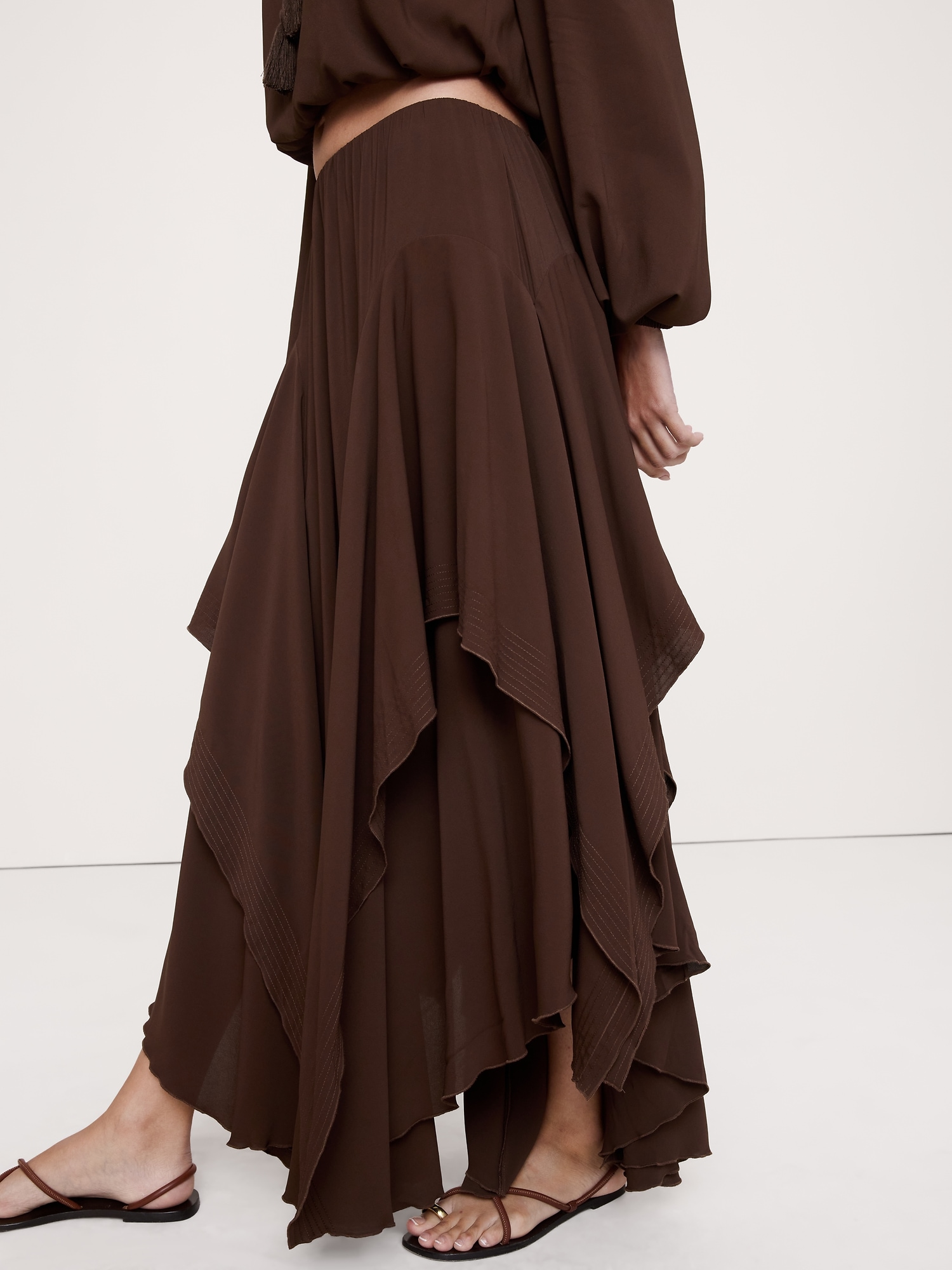 Image number 3 showing, Drapey Georgette Ruffle Maxi Skirt