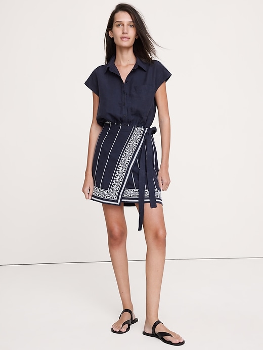 Embroidered Tencel™-Linen Wrap Dress