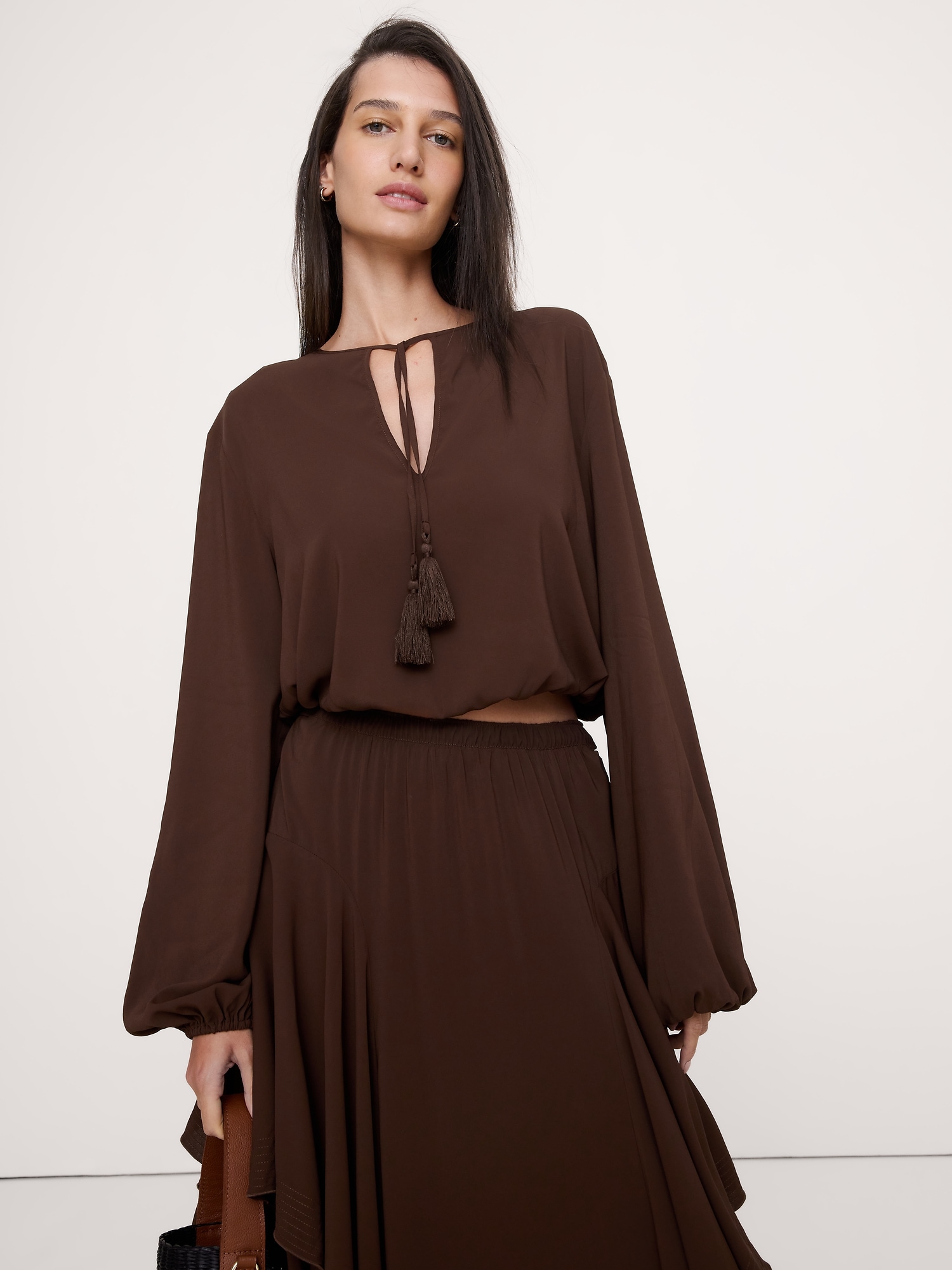 Image number 1 showing, Georgette Tie-Neck Blouse