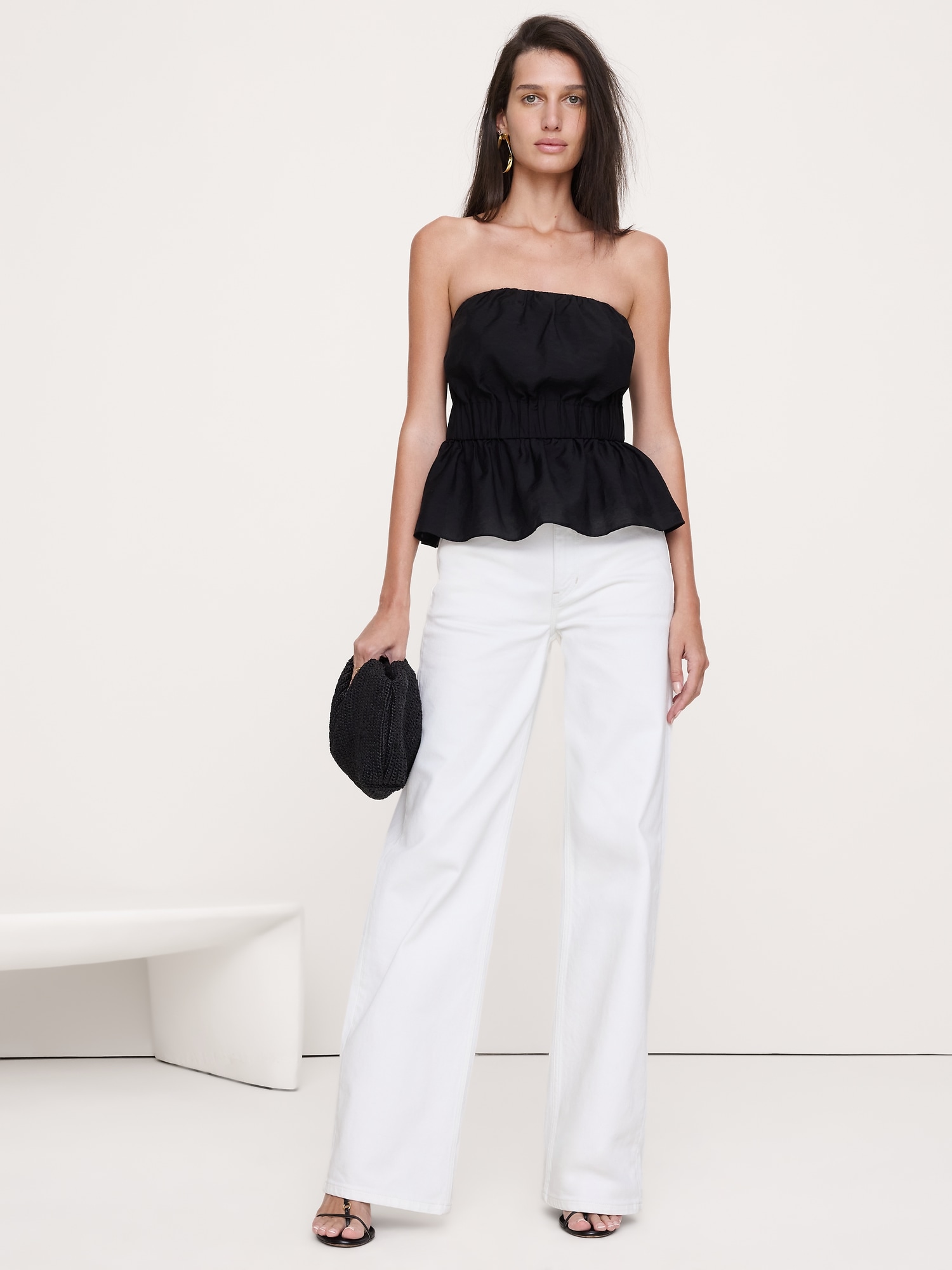 Image number 1 showing, Strapless TENCEL™-Nylon Peplum Top