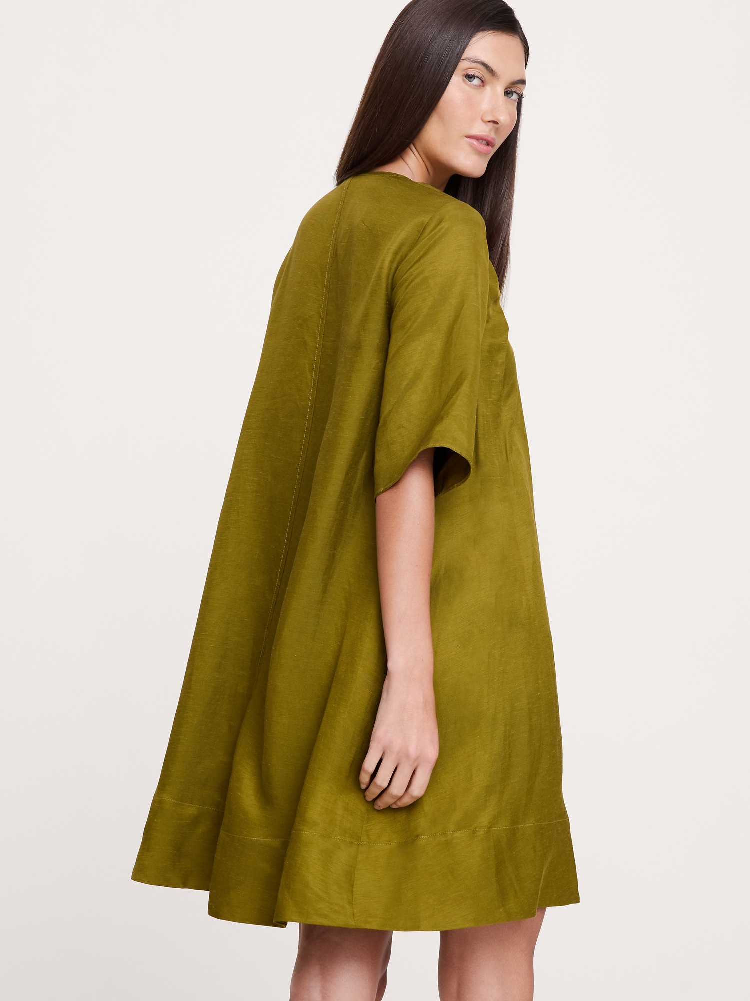 Image number 5 showing, Viscose-Linen Scoop-Neck Mini Dress