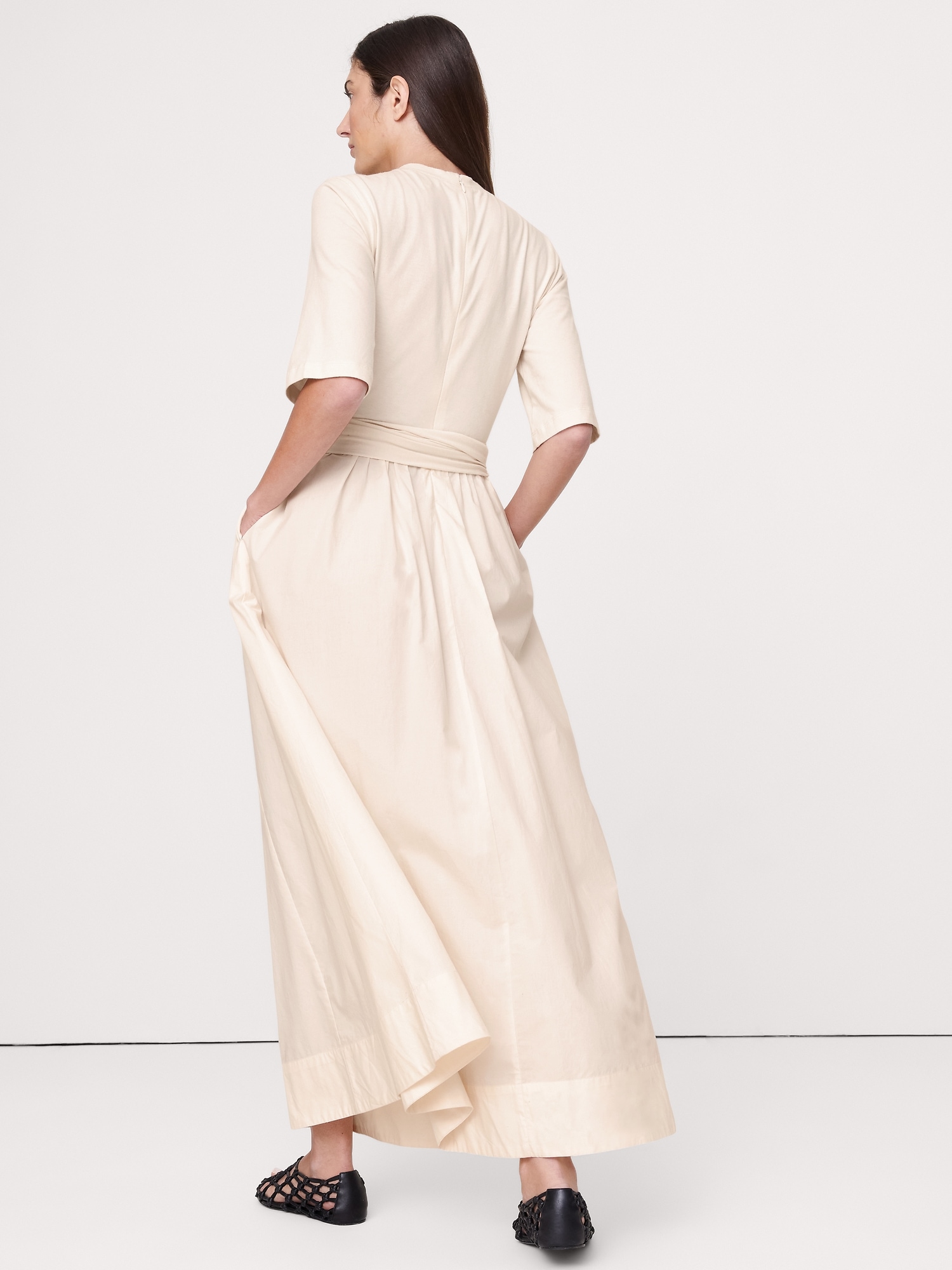 Image number 5 showing, Cotton Poplin + Jersey Twisted Maxi Dress