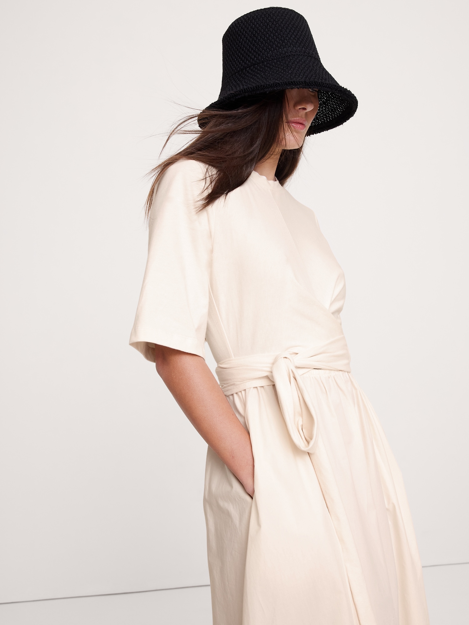 Image number 6 showing, Cotton Poplin + Jersey Twisted Maxi Dress