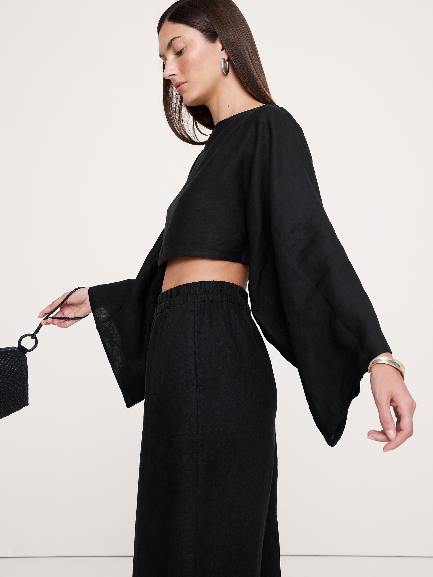 Image number 4 showing, Linen Cropped Boatneck Top