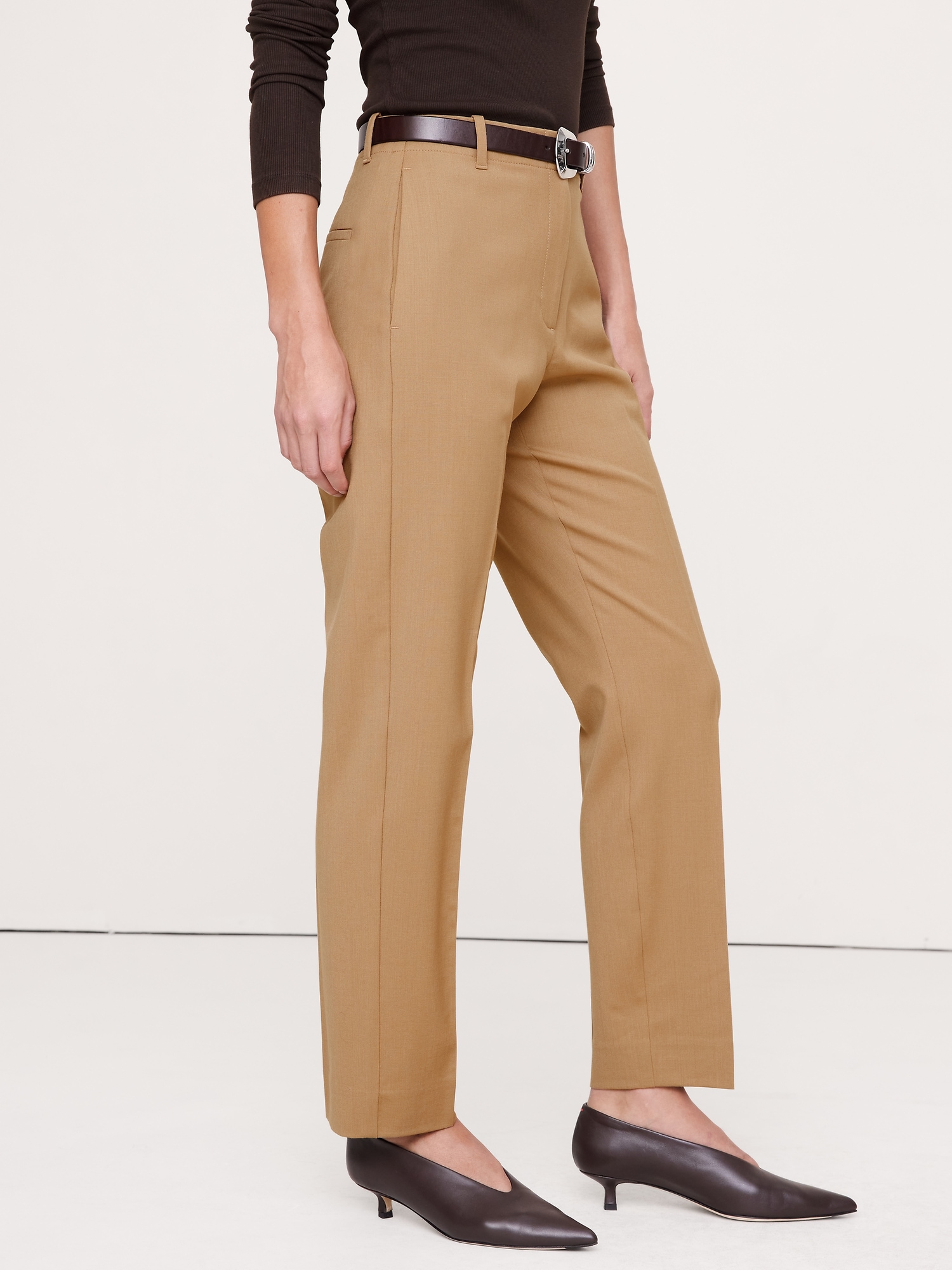 Image number 4 showing, High-Rise Slim Italian Lightweight Wool Ankle Pant