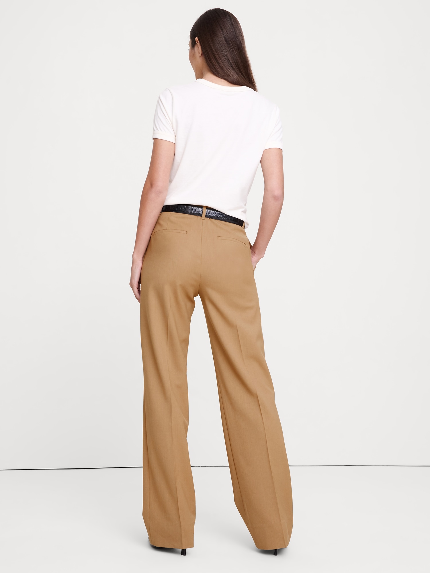 Image number 3 showing, High-Rise Modern Straight Italian Lightweight Wool Pant