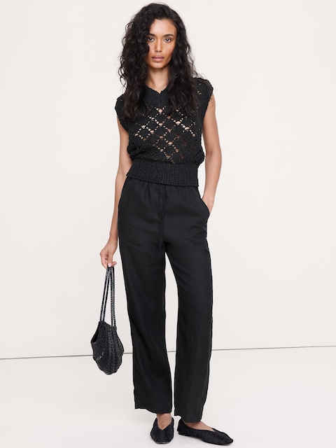 The Getaway Straight-Leg Pull-On Pant in Linen