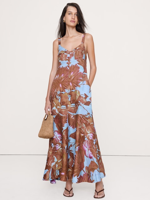 Linen Empire-Waist Maxi Dress