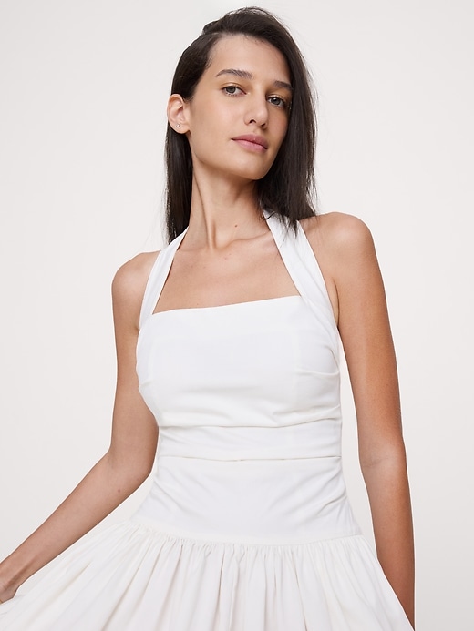 Stretch-Cotton Halter Maxi Dress