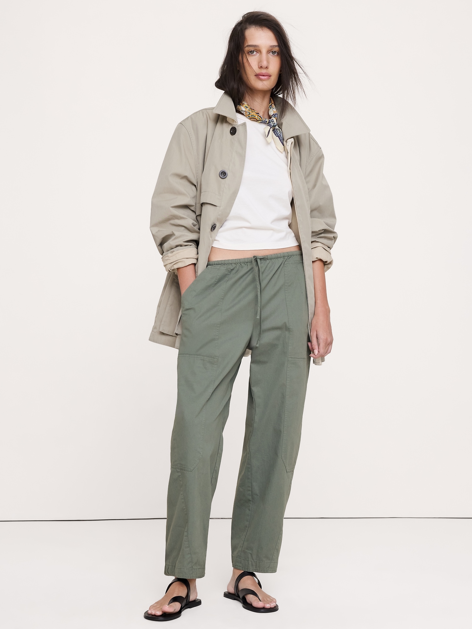 Image number 1 showing, Cotton Poplin Barrel Pull-On Pant