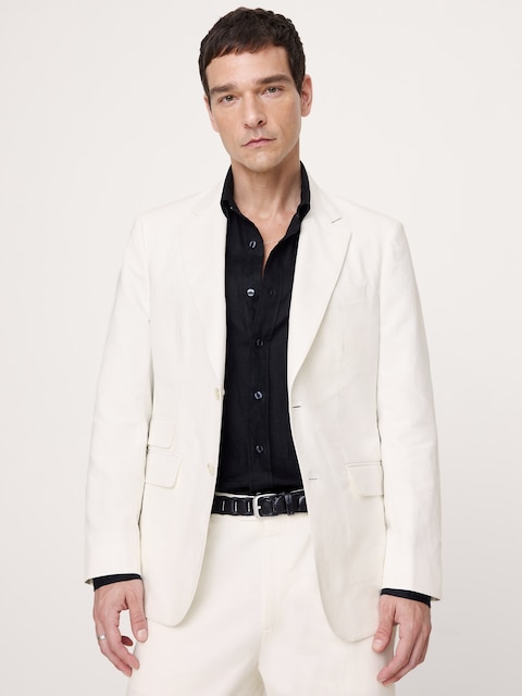 Tailored Slim-Fit Italian Cotton-Linen Suit Jacket
