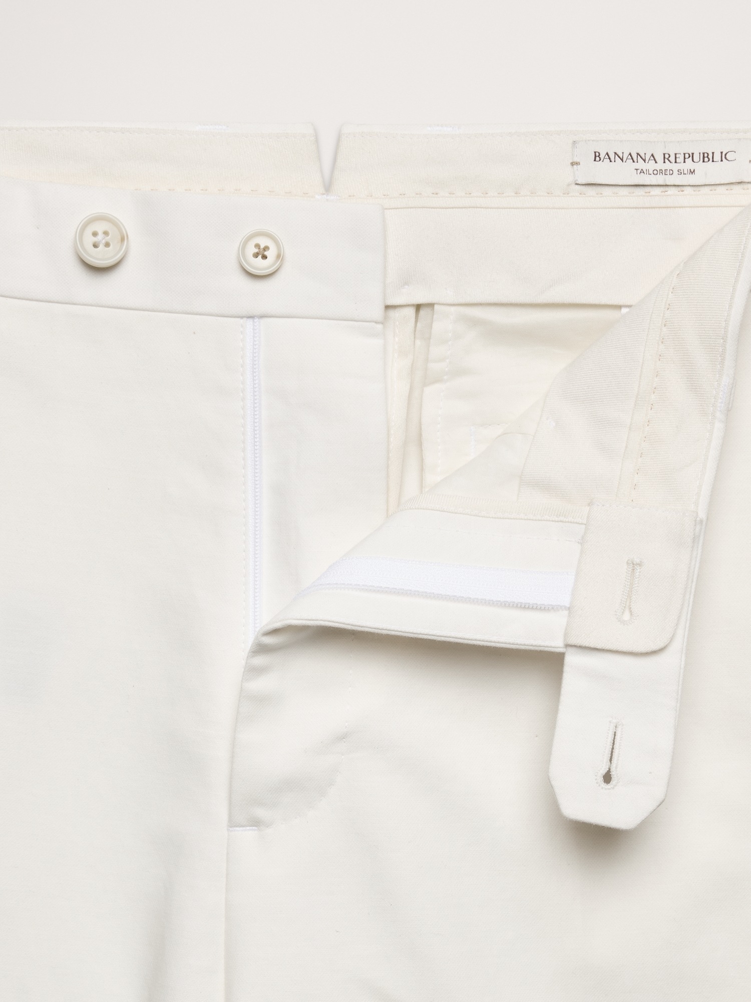 Мужские брюки Banana Republic Tailored Slim-Fit Italian Cotton-Linen Suit Pant, цвет: Слоновая кость — фото 6