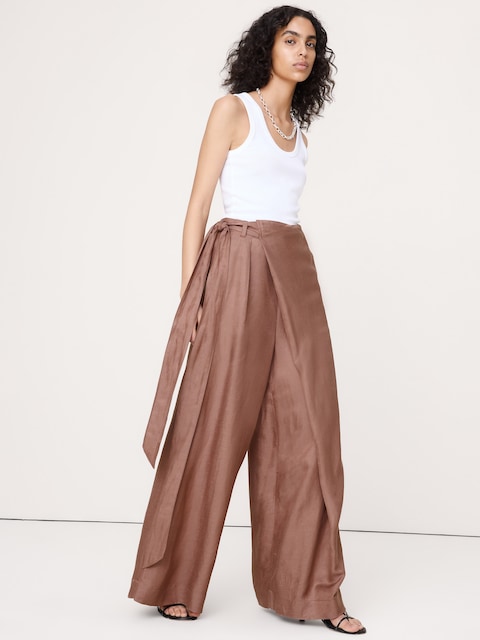 Viscose-Linen Palazzo Pant