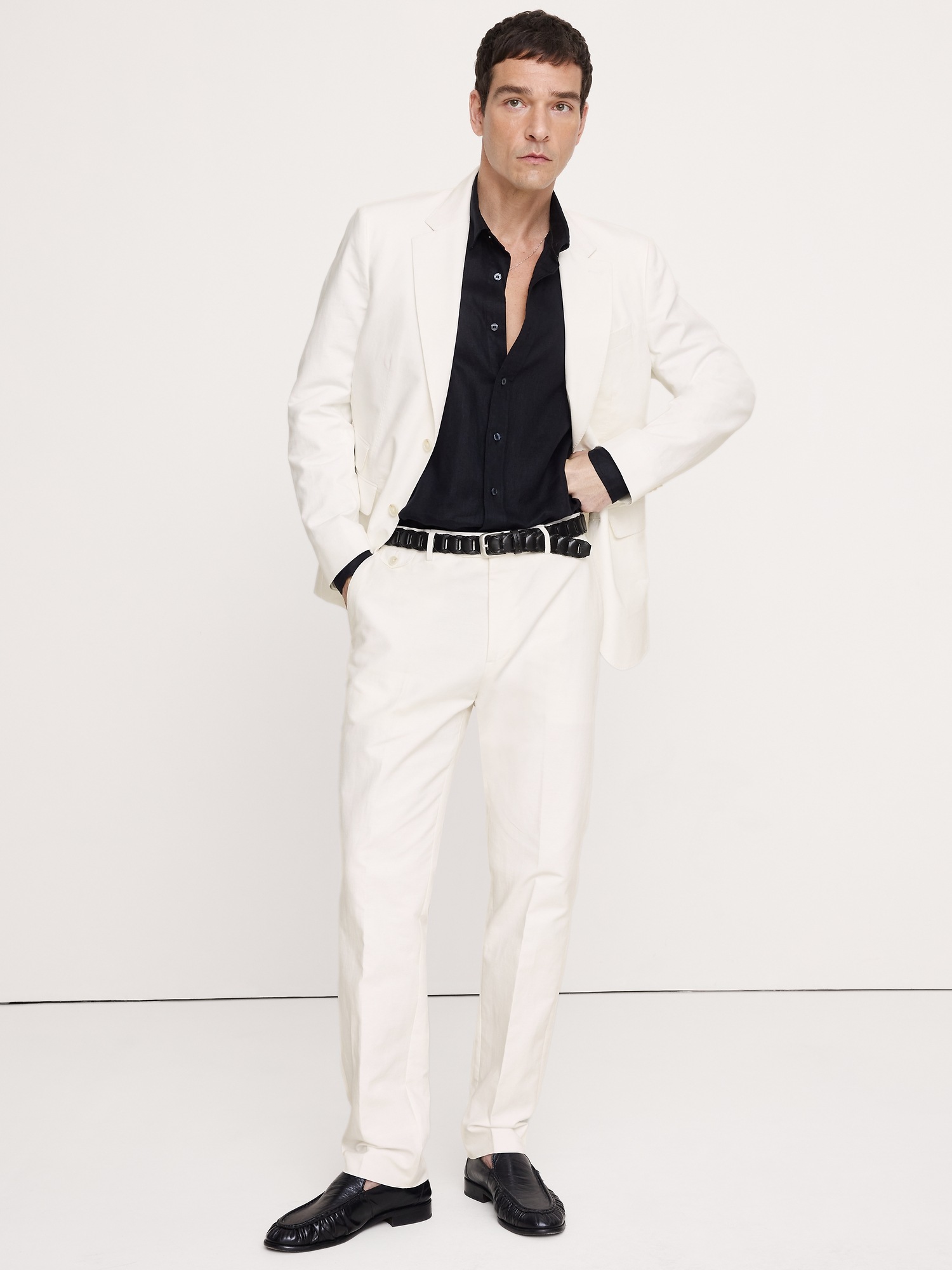 Мужской пиджак Banana Republic Tailored Slim-Fit Italian Cotton-Linen Suit, цвет: Слоновая кость — фото 5