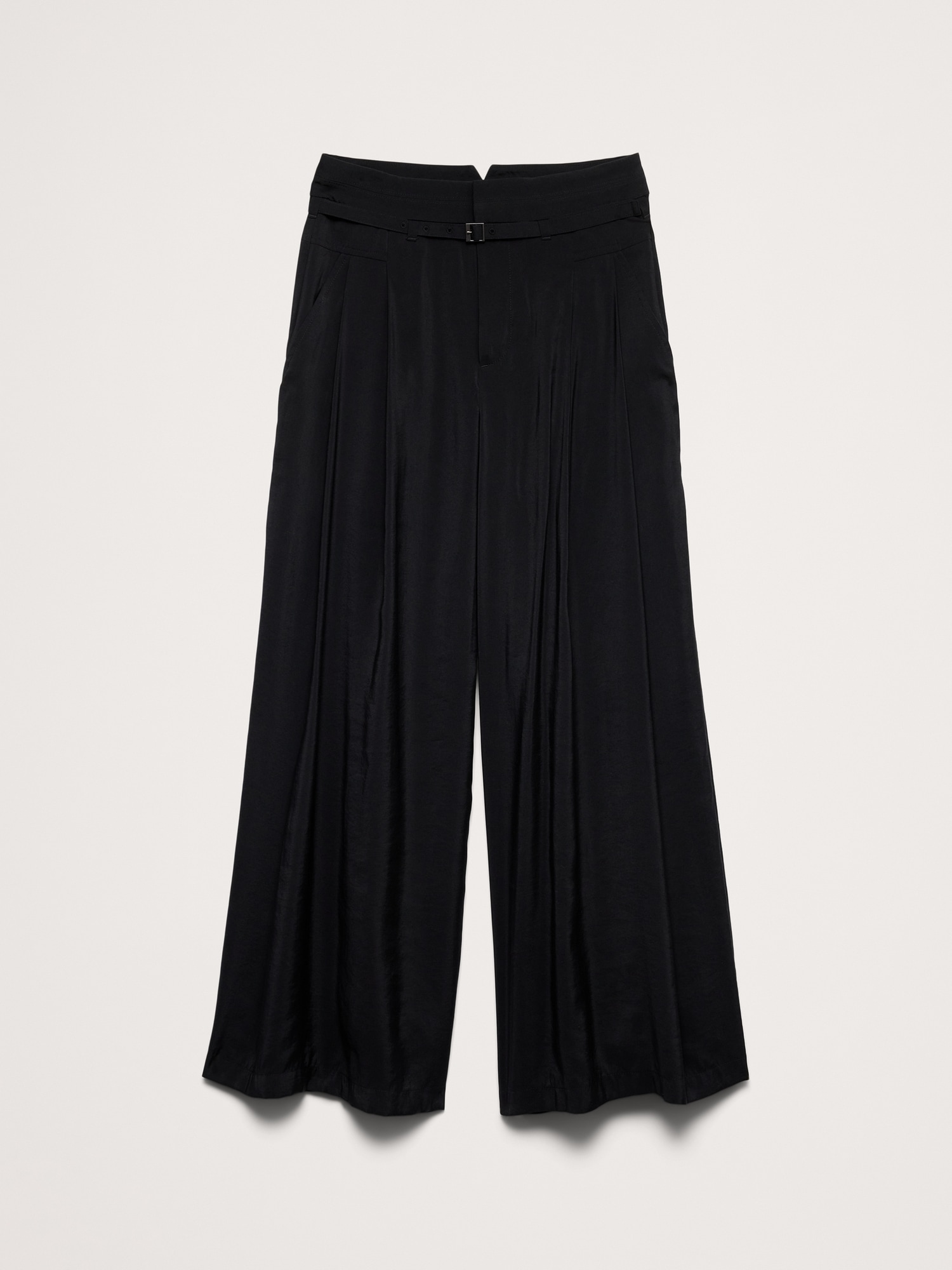 Image number 4 showing, Pleated Wide-Leg Cropped Pant in Luster Twill
