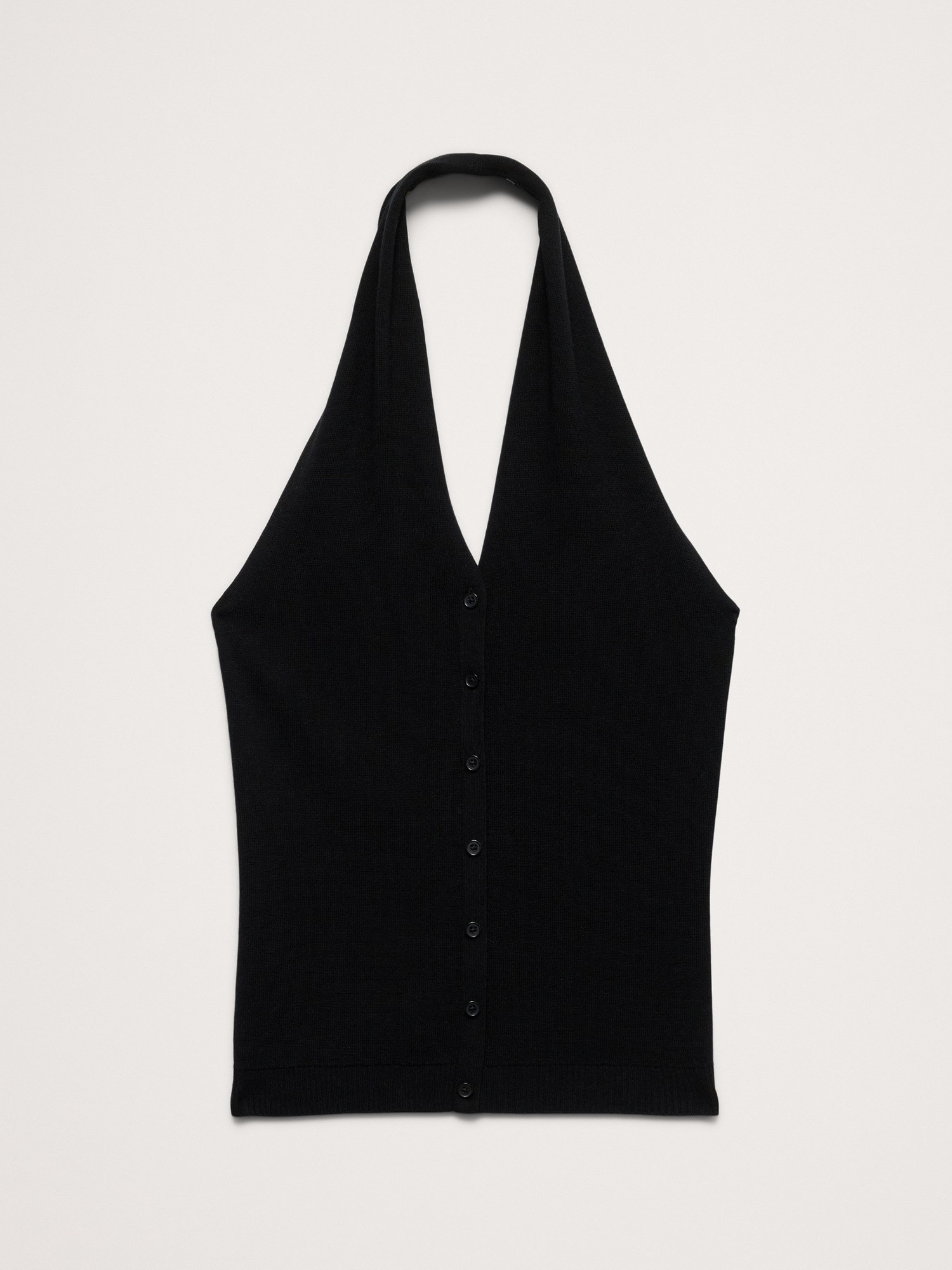 Женский топ Banana Republic Sculpted Button-Front Halter Top, цвет: Чёрный — фото 4
