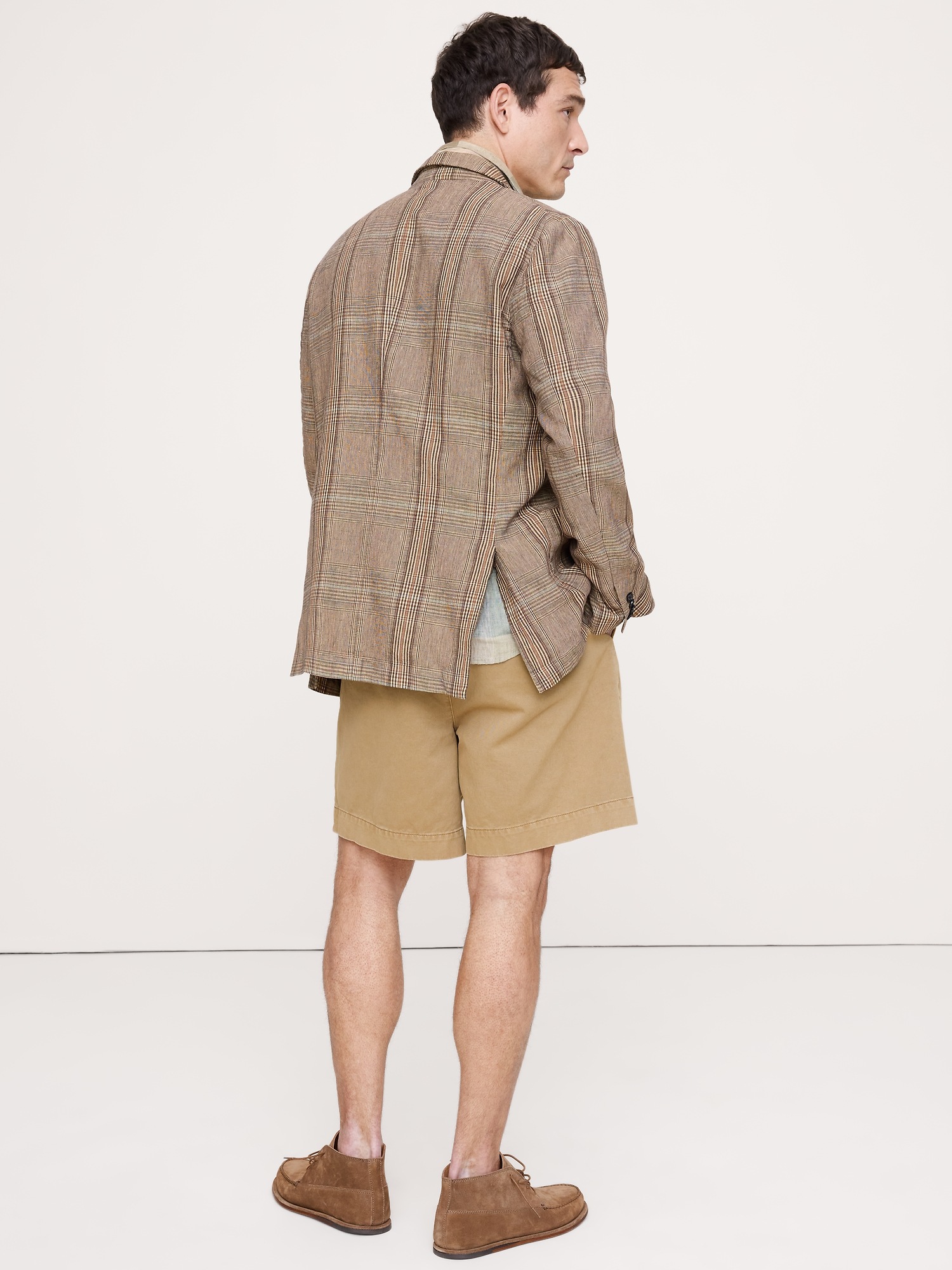 Мужской пиджак Banana Republic Italian Plaid Cotton-Linen Blazer, цвет: Коричневый клетчатый — фото 2