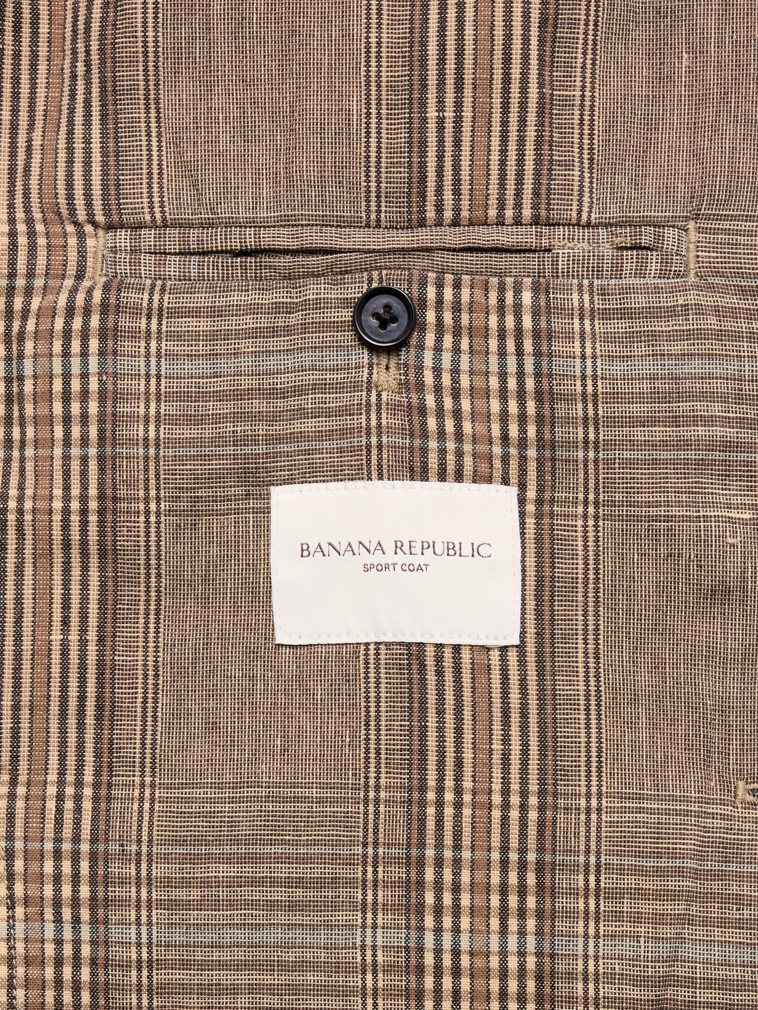 Мужской пиджак Banana Republic Italian Plaid Cotton-Linen Blazer, цвет: Коричневый клетчатый — фото 5