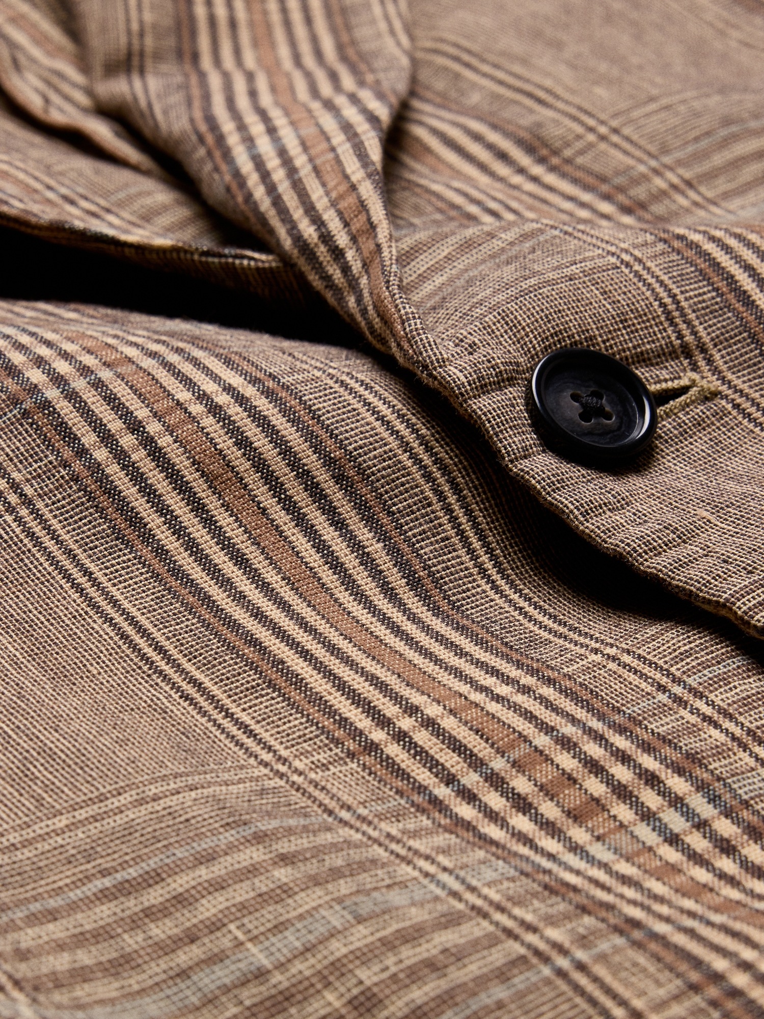 Мужской пиджак Banana Republic Italian Plaid Cotton-Linen Blazer, цвет: Коричневый клетчатый — фото 6