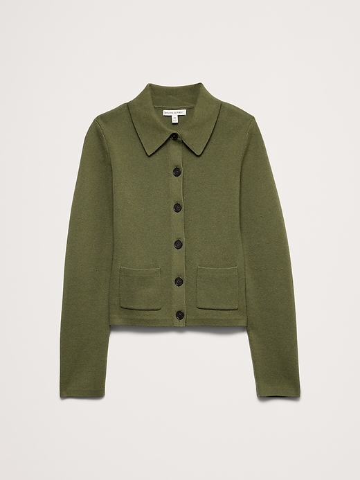 Larkspur Cotton-Silk Polo Cardigan | Banana Republic