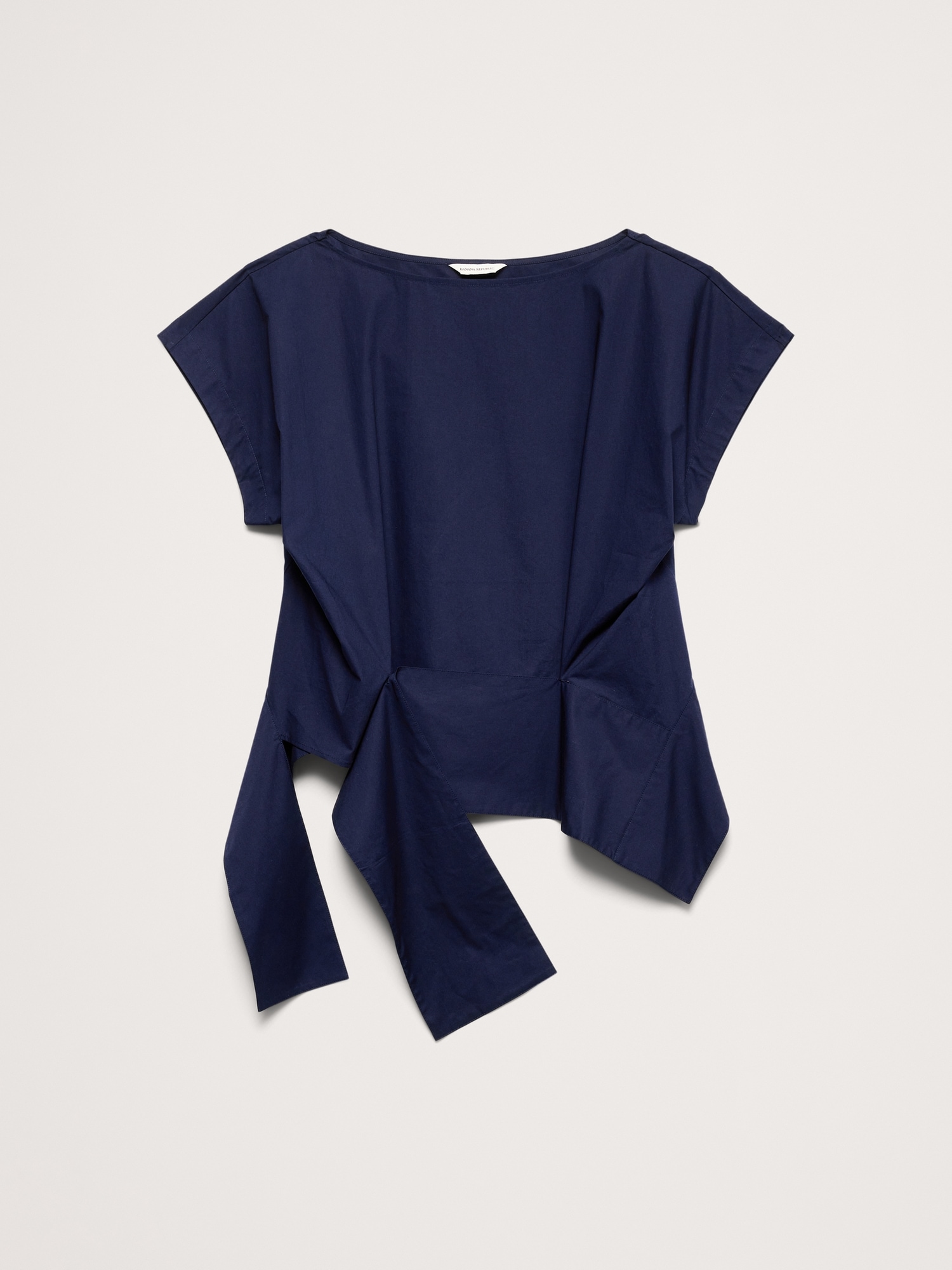 Image number 4 showing, Cotton Poplin Boatneck Asymmetrical Top