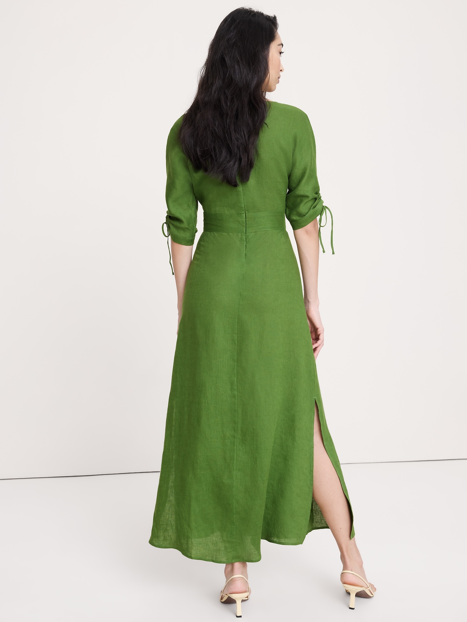 Image number 5 showing, Linen Tie-Sleeve Midi Dress
