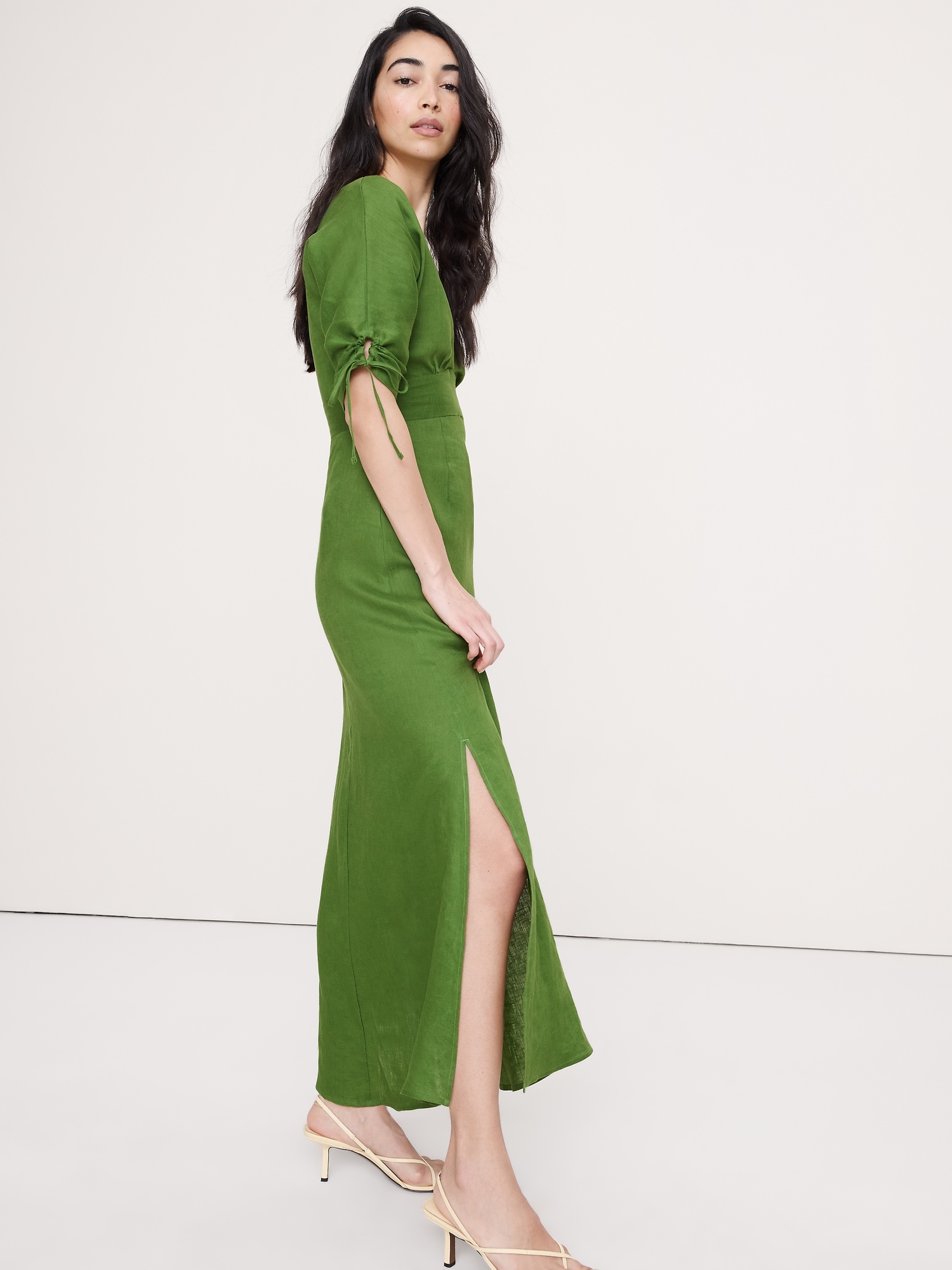 Image number 6 showing, Linen Tie-Sleeve Midi Dress