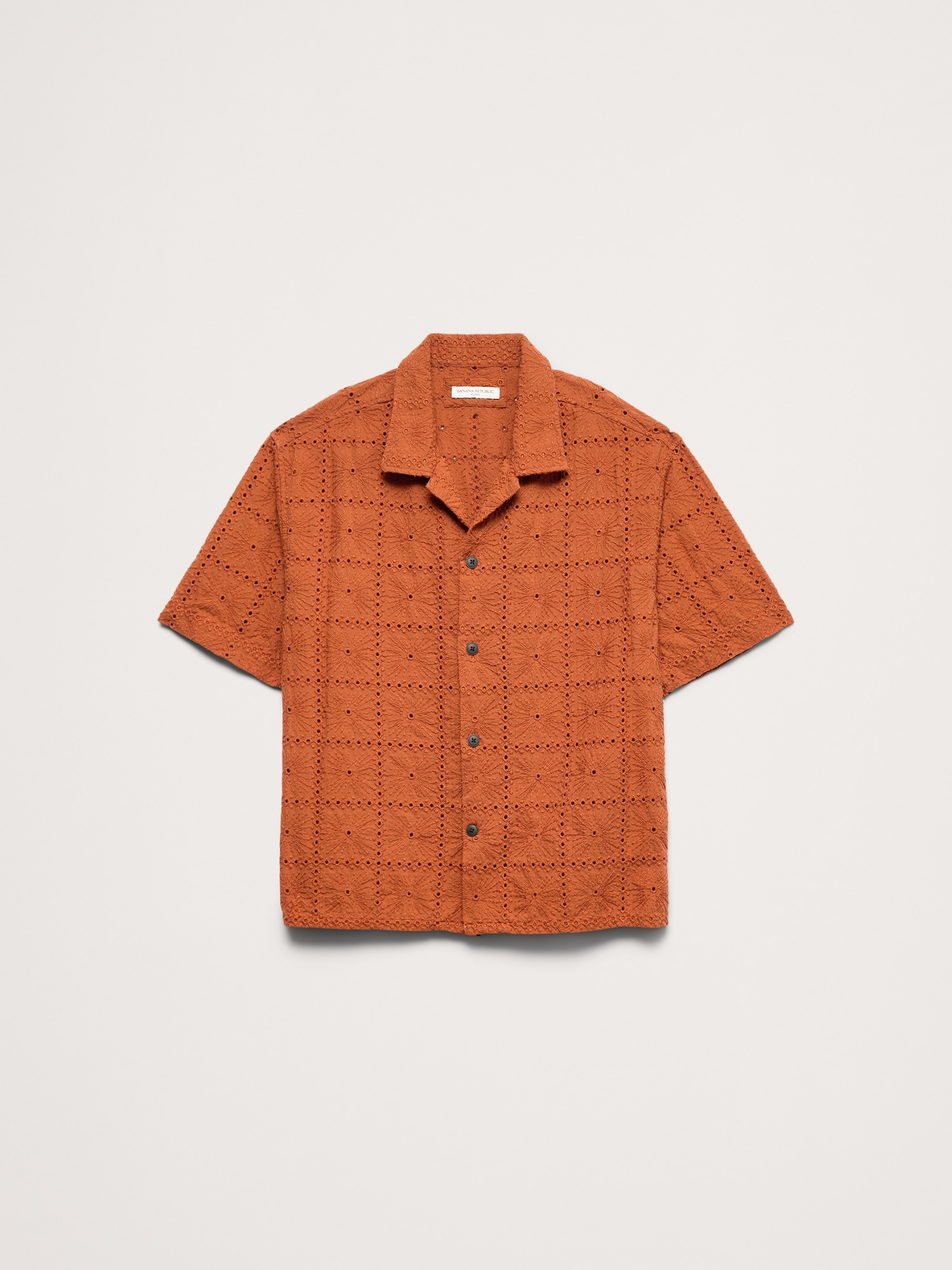 Image number 5 showing, Relaxed-Fit Embroidered Cotton Eyelet Resort Shirt