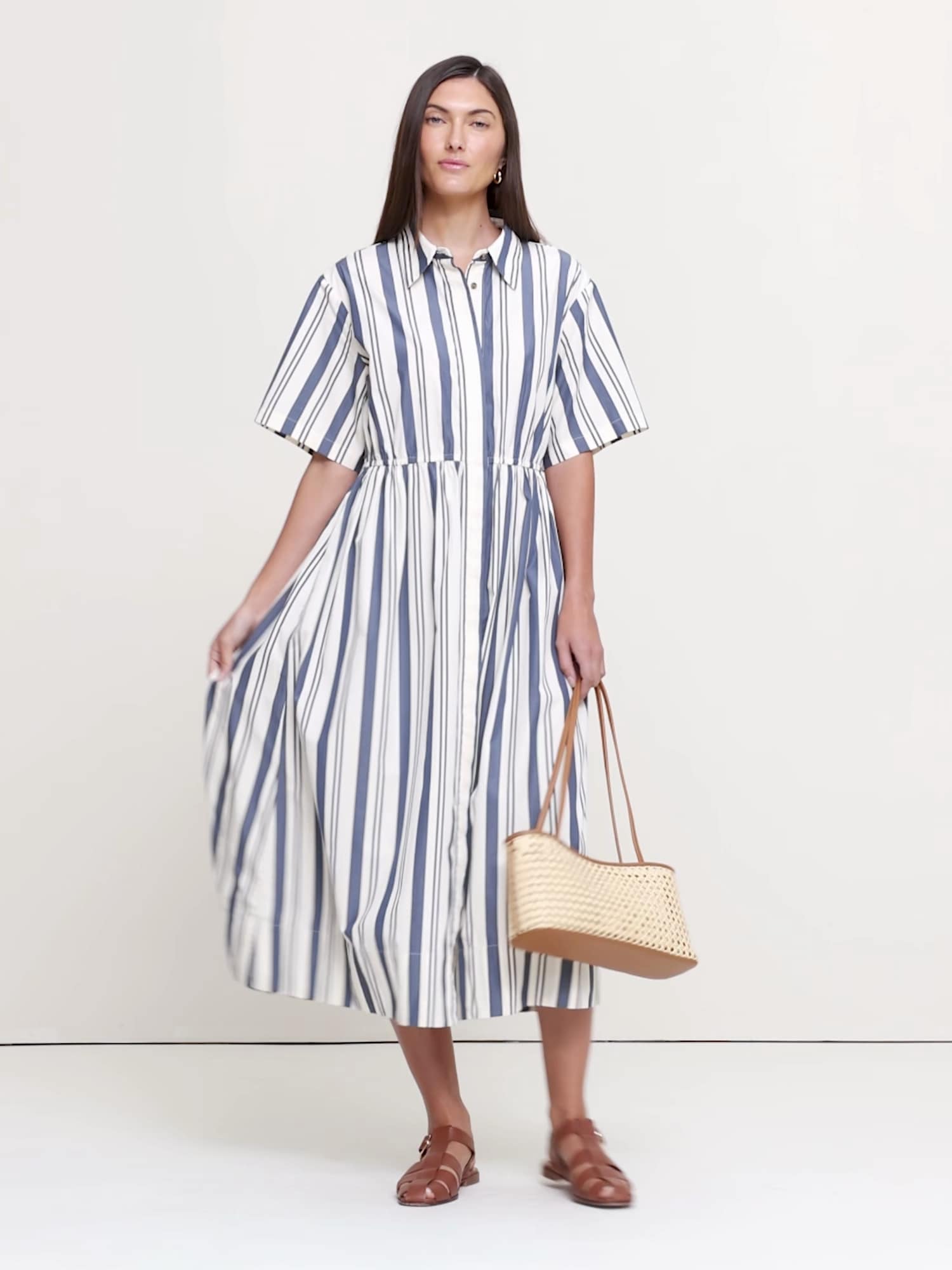 banana republic striped t shirt dress Banana Republic Vtg Striped 3/4 Sleeve Knit T-shirt Dress Sz S Navy White VGC