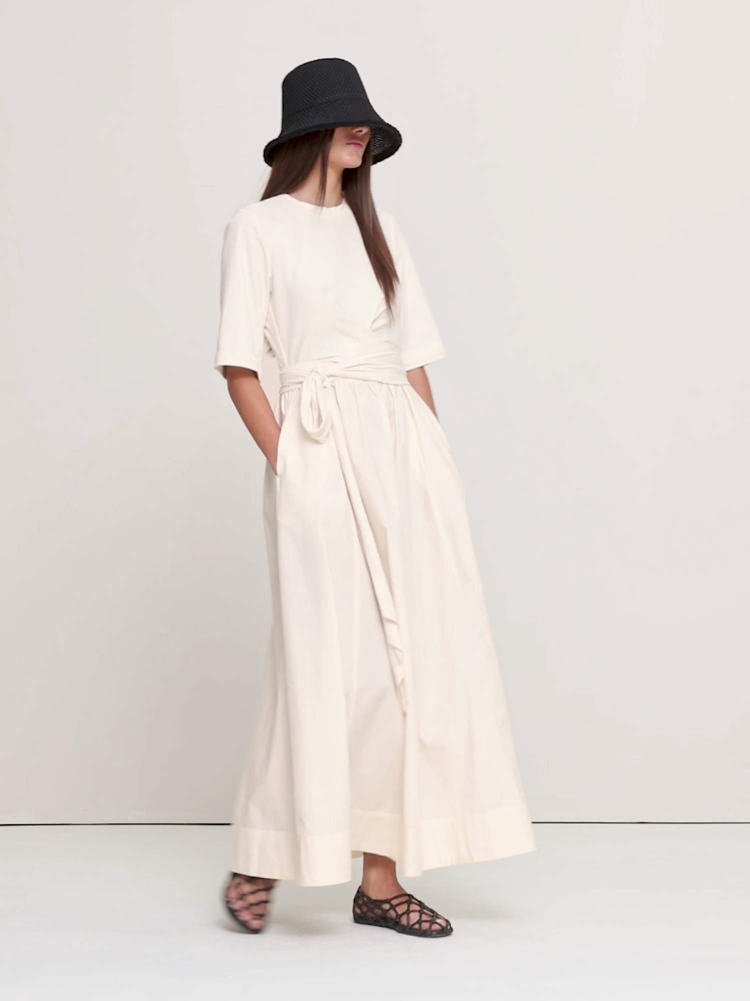 Cotton Poplin + Jersey Twisted Maxi Dress - thumbnail 4