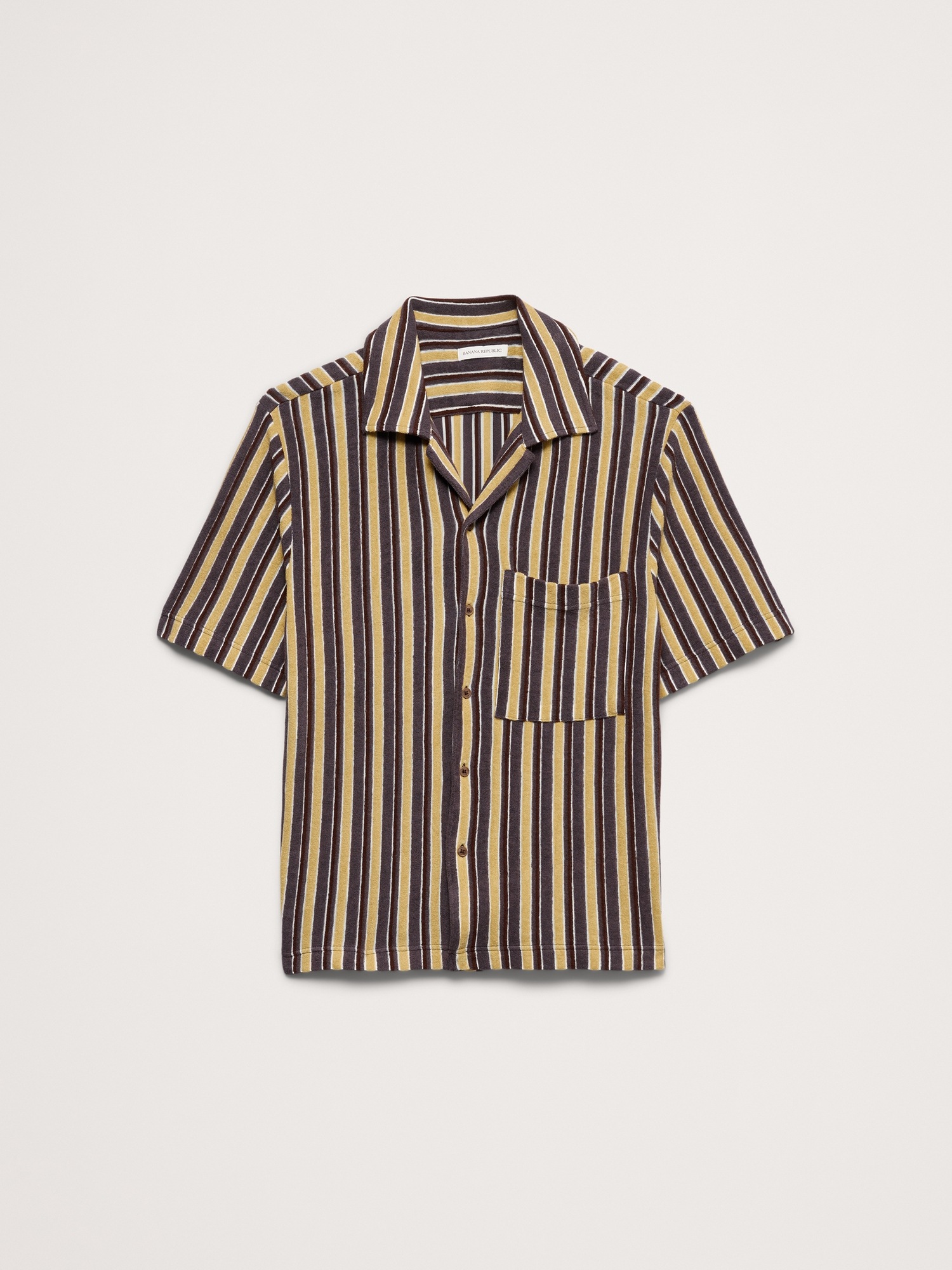 Мужская рубашка Banana Republic Stripe Terry Resort, цвет: Разноцветный полосатый — фото 4
