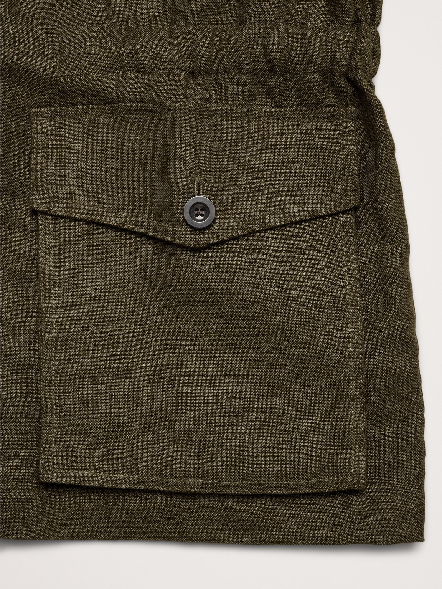 Мужская куртка Banana Republic Linen Canvas Utility, цвет: Тёмный оливковый зелёный — фото 5
