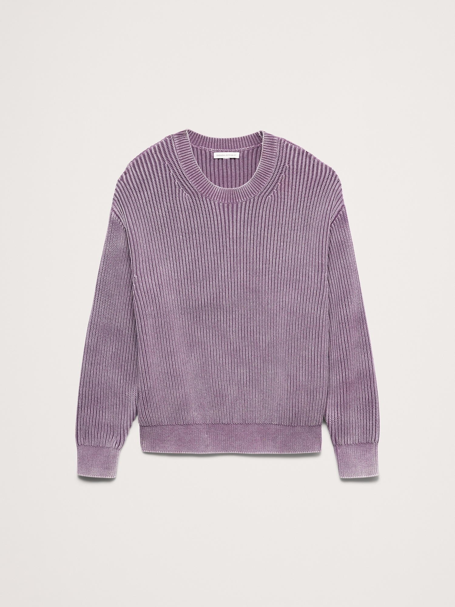 Мужской свитер Banana Republic Ribbed Cotton Crew-Neck, цвет: Сумеречный фиолетовый — фото 4