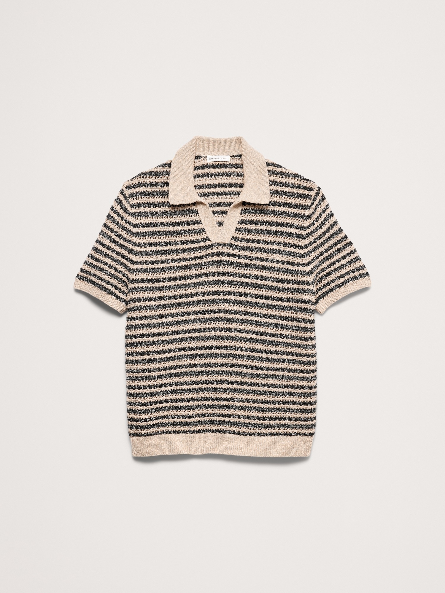 Мужские рубашки Banana Republic Textured Stripe Sweater Polo, цвет: Натуральный — фото 4