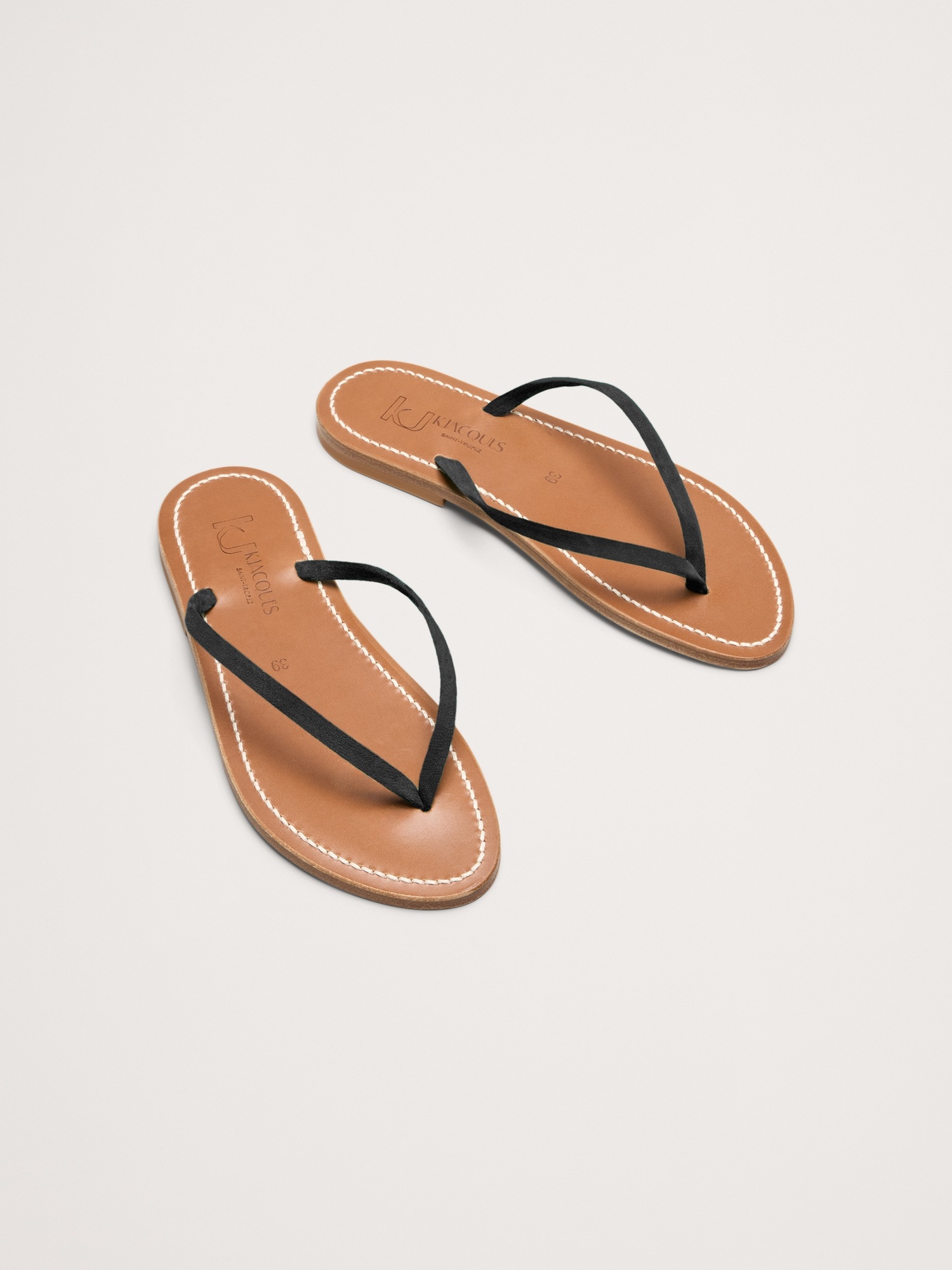 Женские сандалии Banana Republic Venise Leather Flip Flop by K Jacques, цвет: Чёрный — фото 3