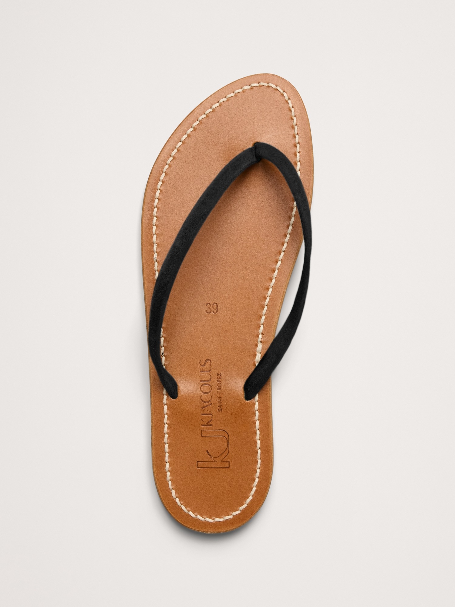 Женские сандалии Banana Republic Venise Leather Flip Flop by K Jacques, цвет: Чёрный — фото 5