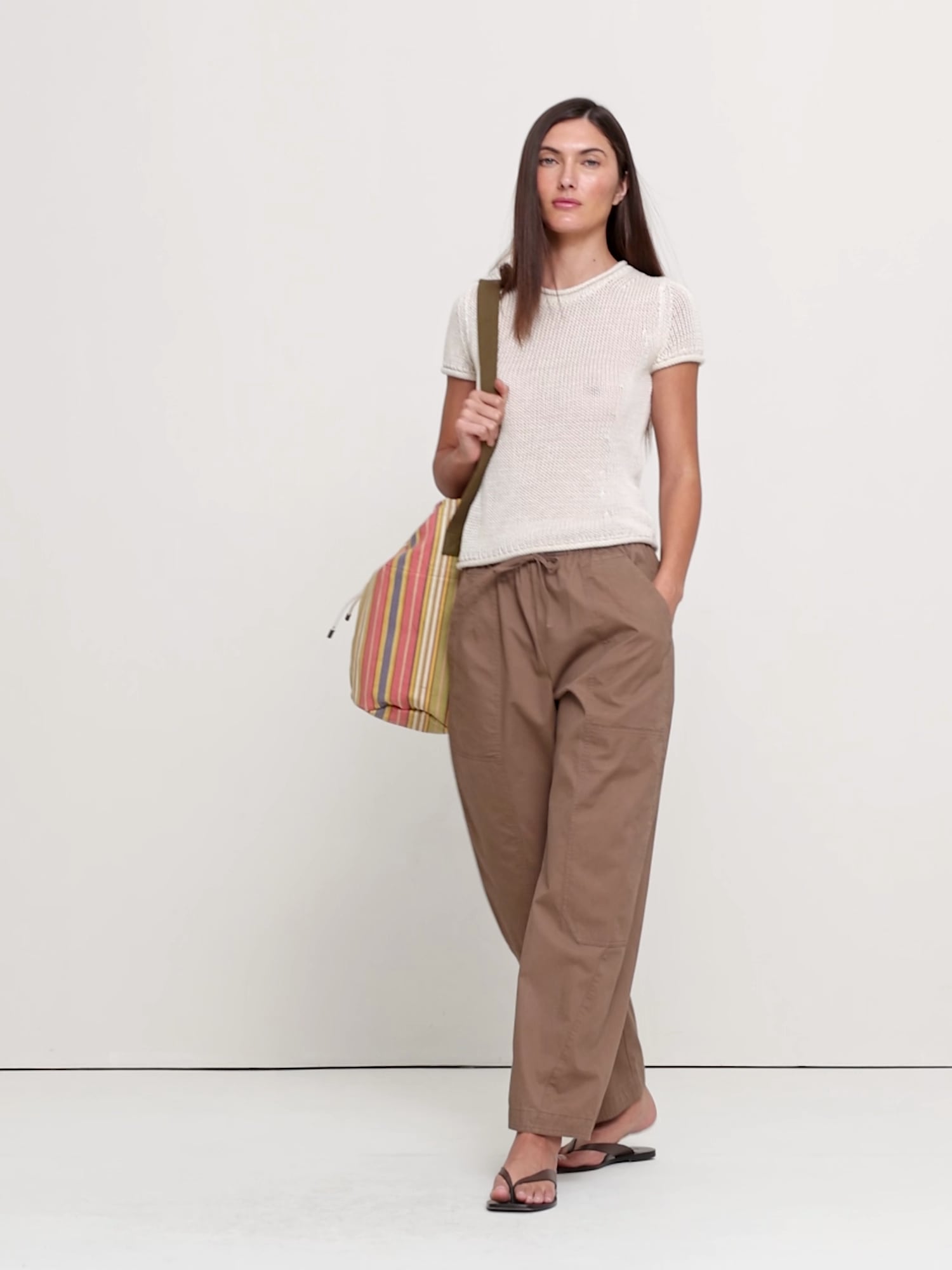 Cotton Poplin Barrel Pull-On Pant | Banana Republic