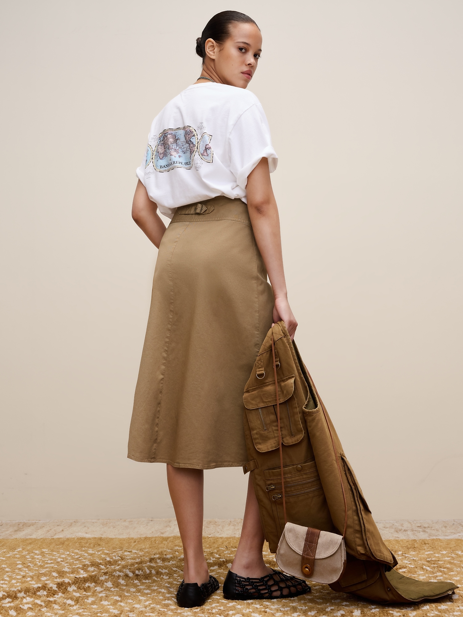 Image number 2 showing, Archive Reissue Khaki Midi Skirt