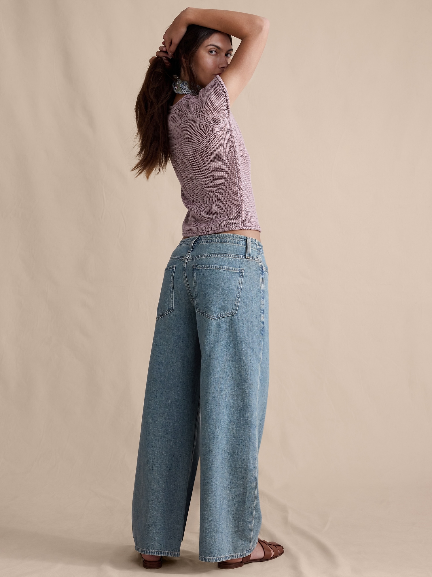 Image number 8 showing, Mid-Rise Wide-Leg Drawstring Jean