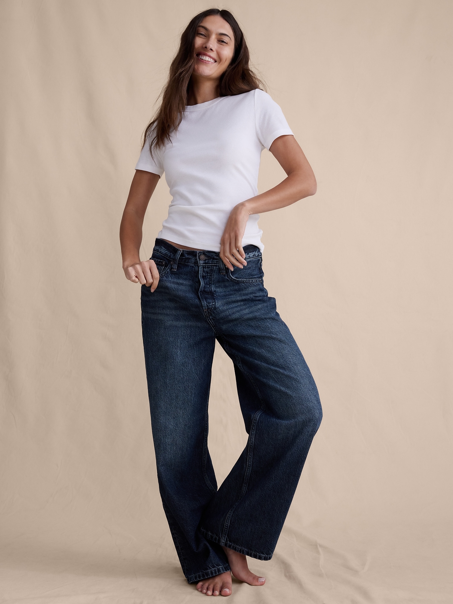 Image number 5 showing, Mid-Rise Baggy-Straight Lightweight Jean