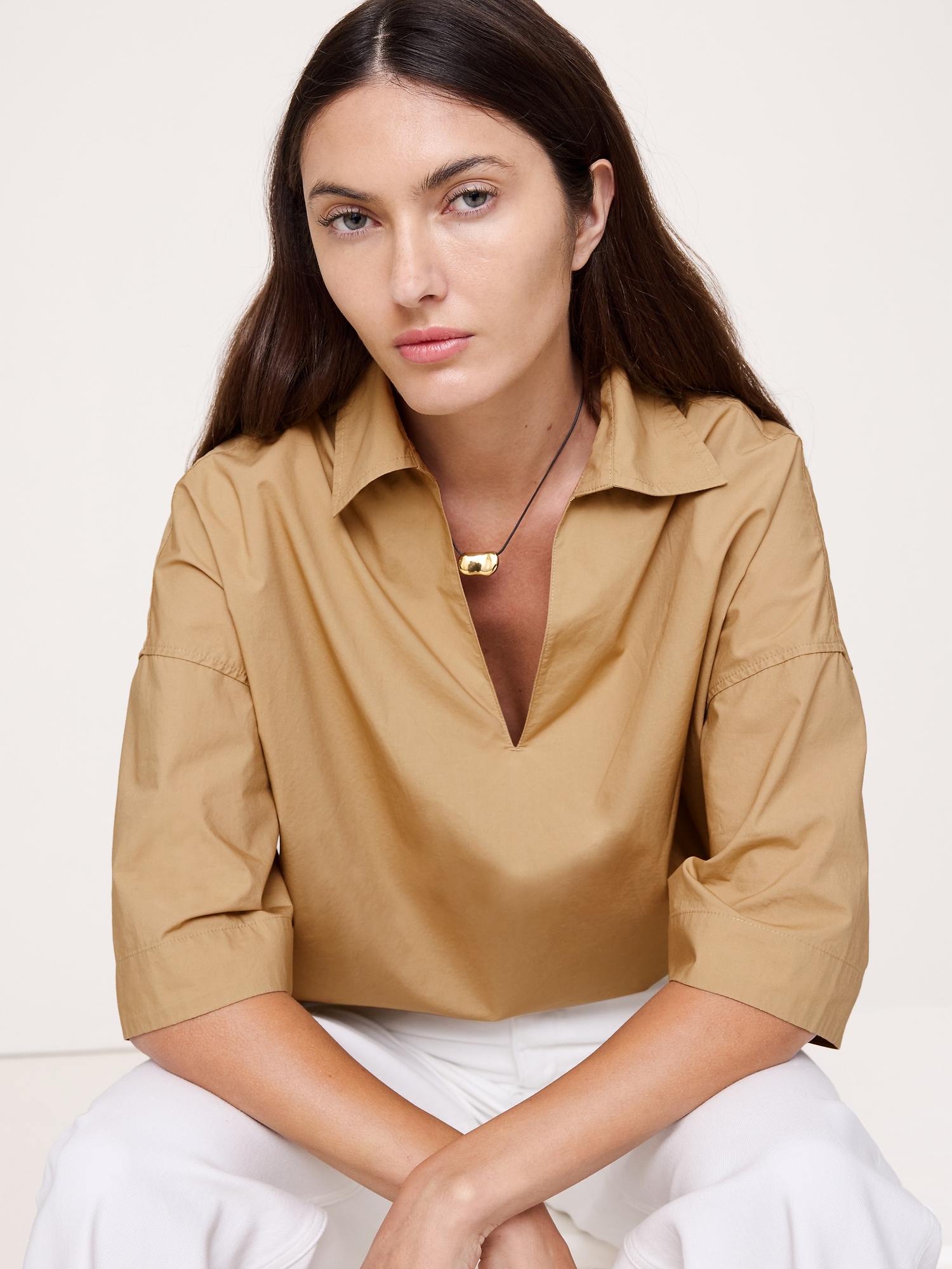 Image number 7 showing, Cotton Poplin Popover Tunic