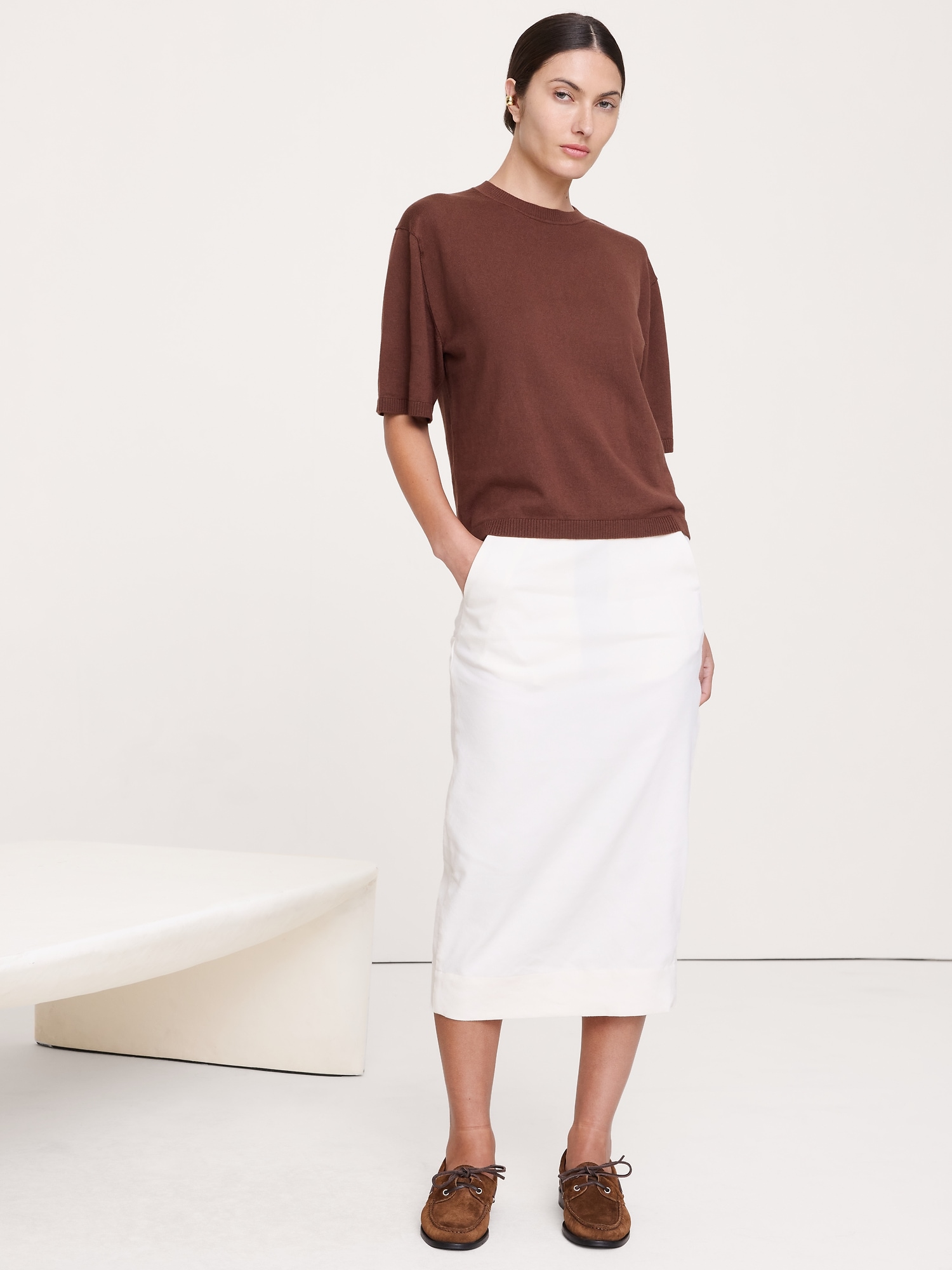 Image number 1 showing, Larkspur Cotton-Silk Sweater Tee