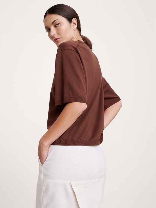 Larkspur Cotton-Silk Sweater Tee | Banana Republic
