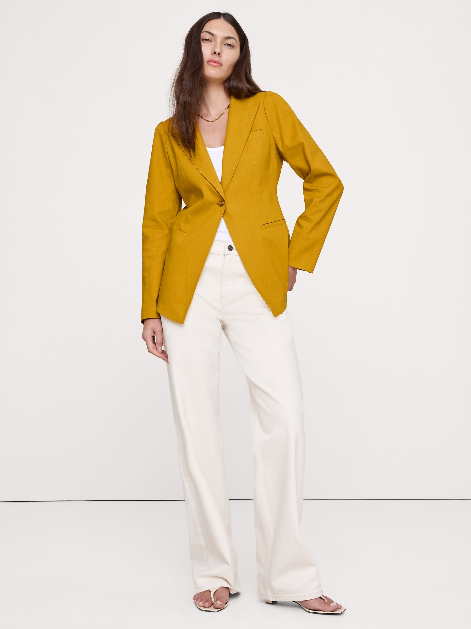 Stretch Linen-Viscose Long Blazer from Banana Republic - $250