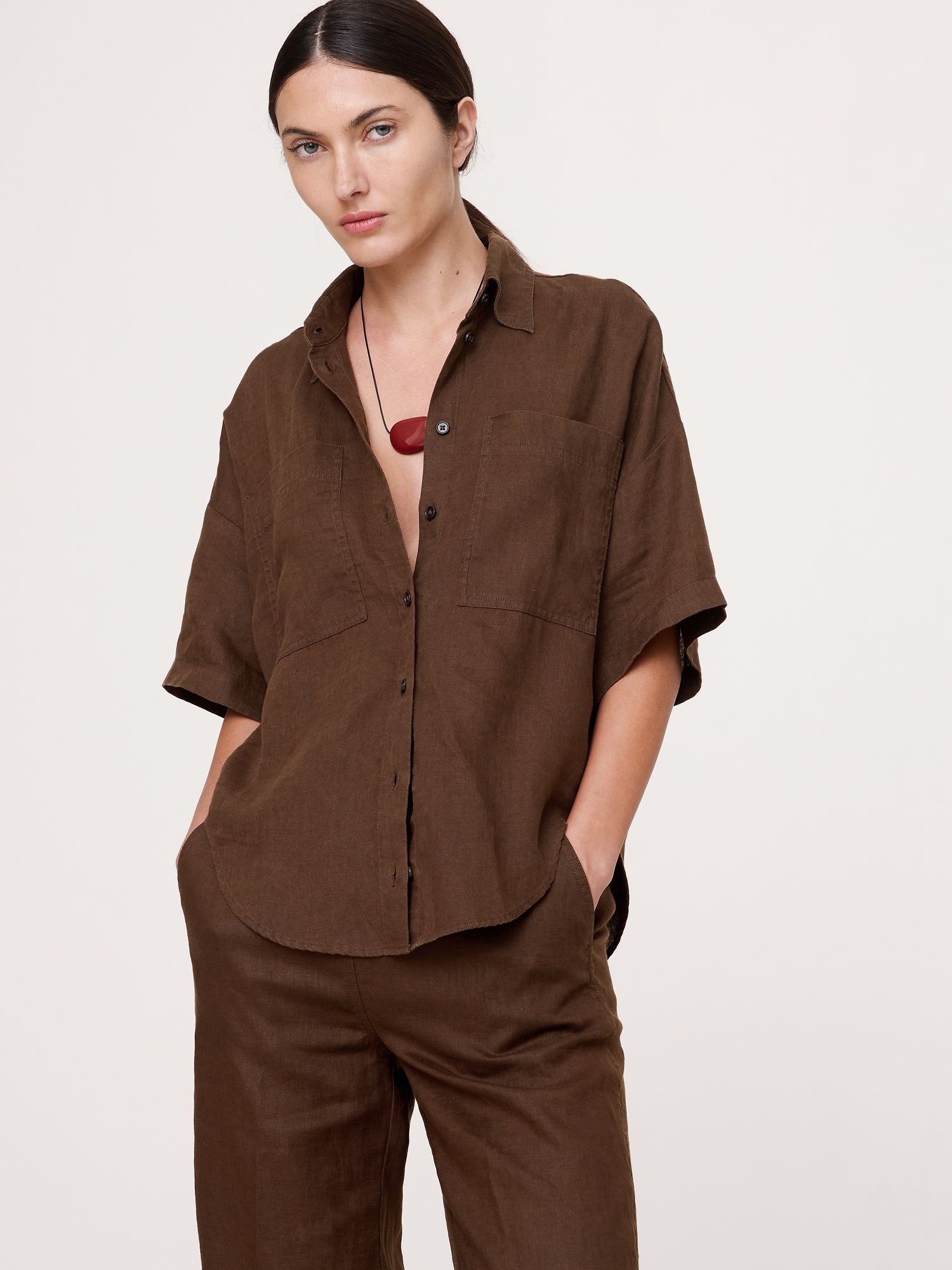 Image number 1 showing, Linen Short-Sleeve Shirt