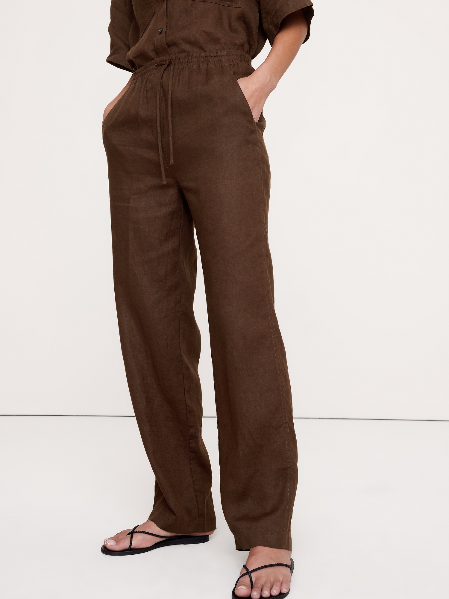 Image number 4 showing, The Getaway Straight-Leg Pull-On Pant in Linen