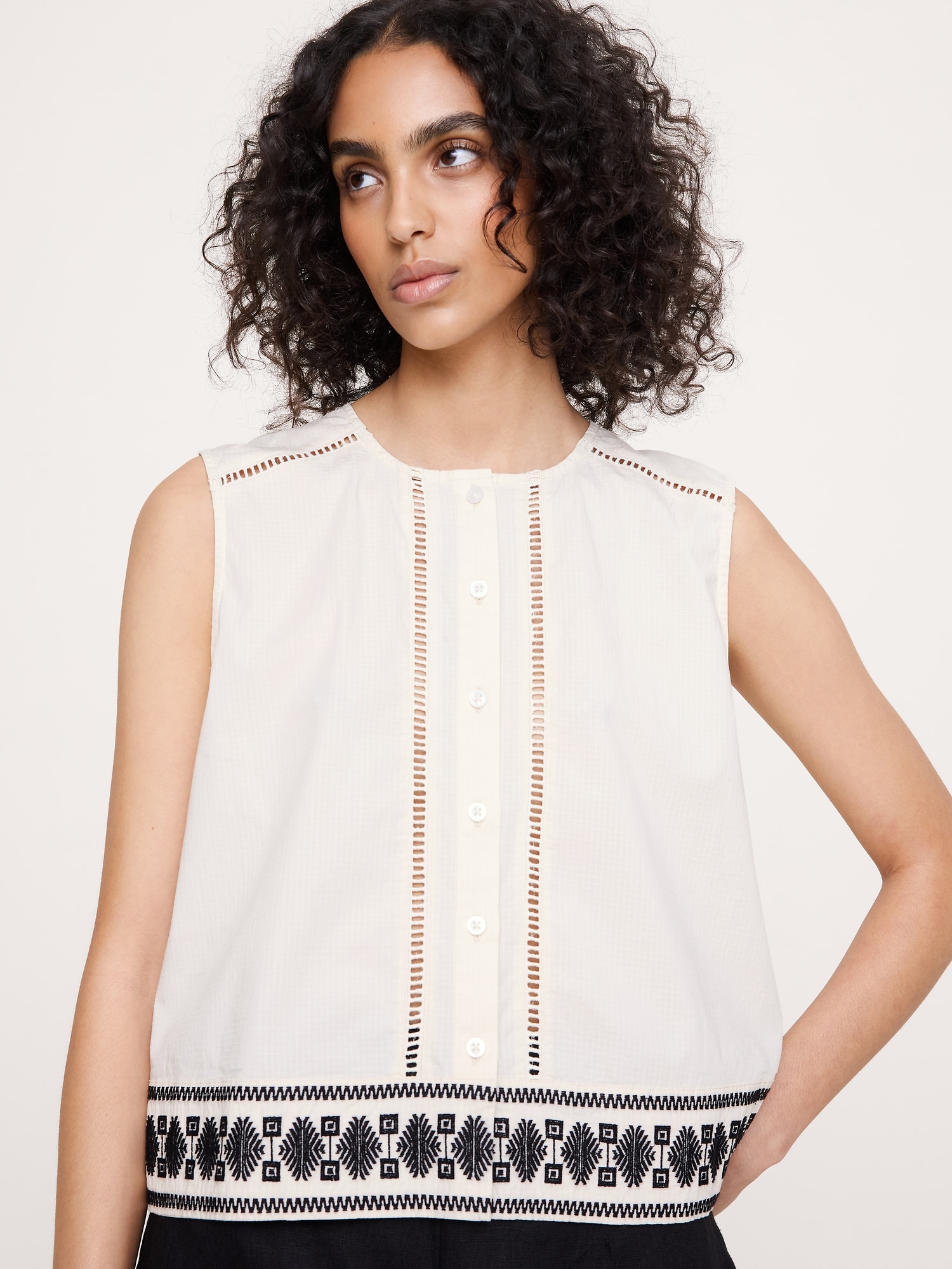 Embroidered Stretch-Cotton Tank from Banana Republic - $120