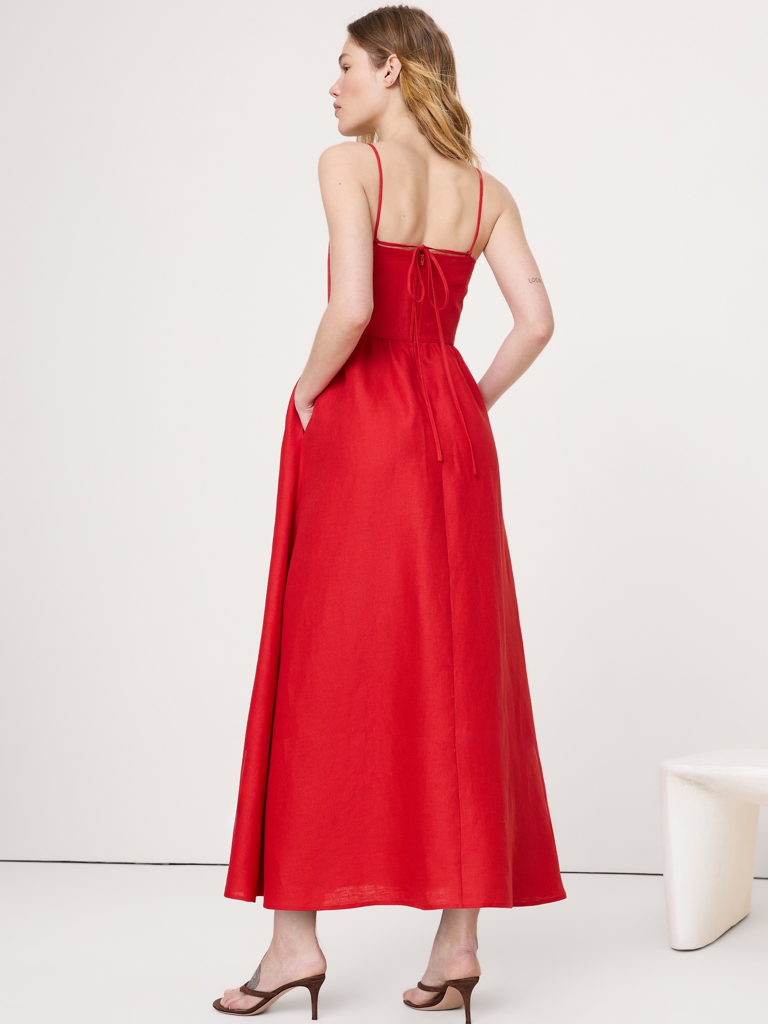 Image number 2 showing, Linen Corset Button-Down Dress